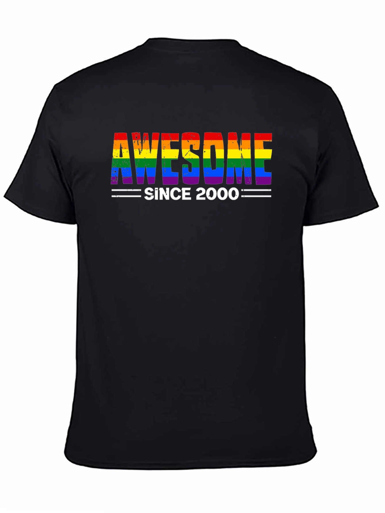 Black Awesome Since 2000 Rainbow Pride T-Shirt view 4