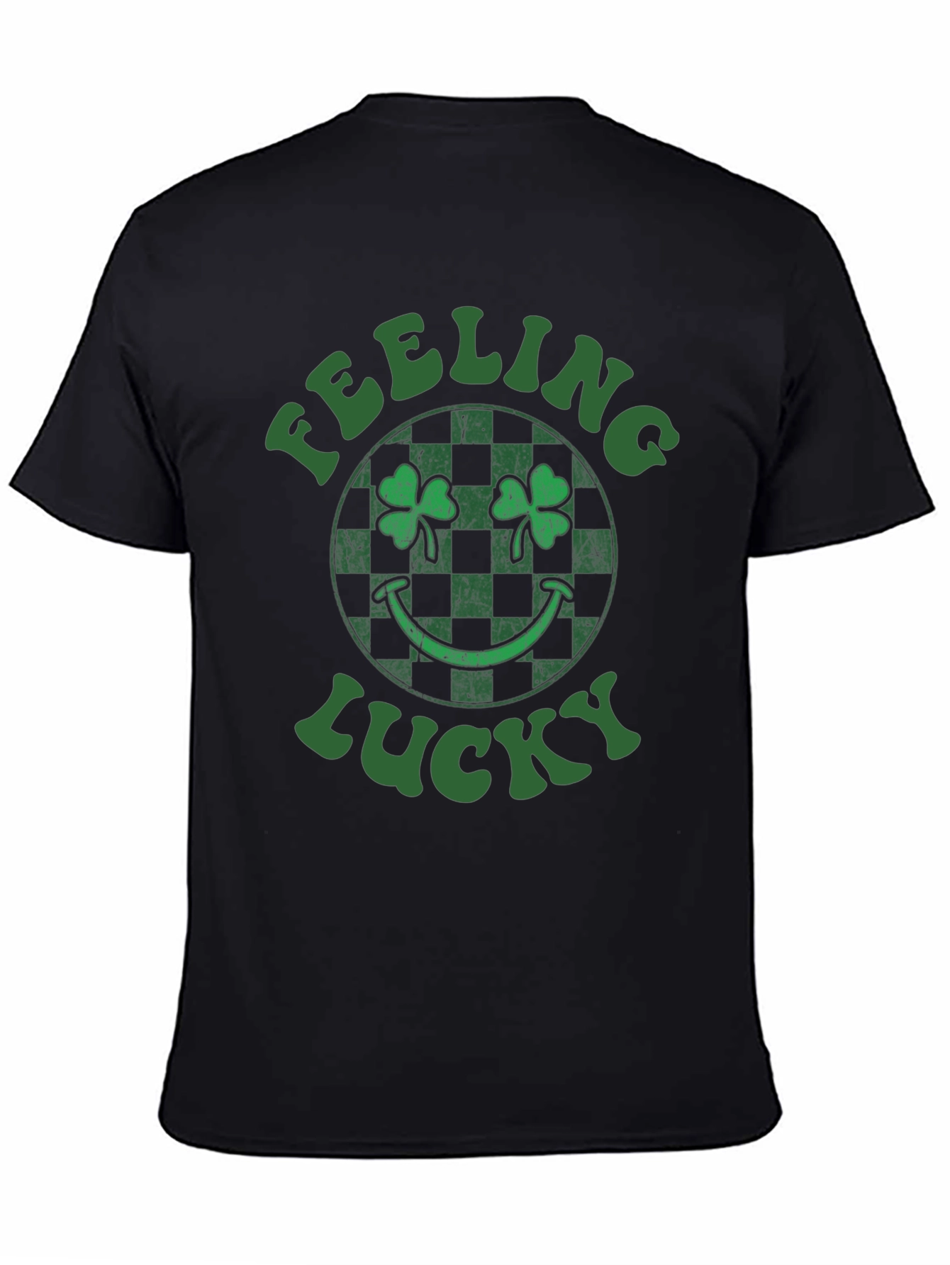 Black Feeling Lucky St. Patrick's Day Shamrock T-Shirt view 4