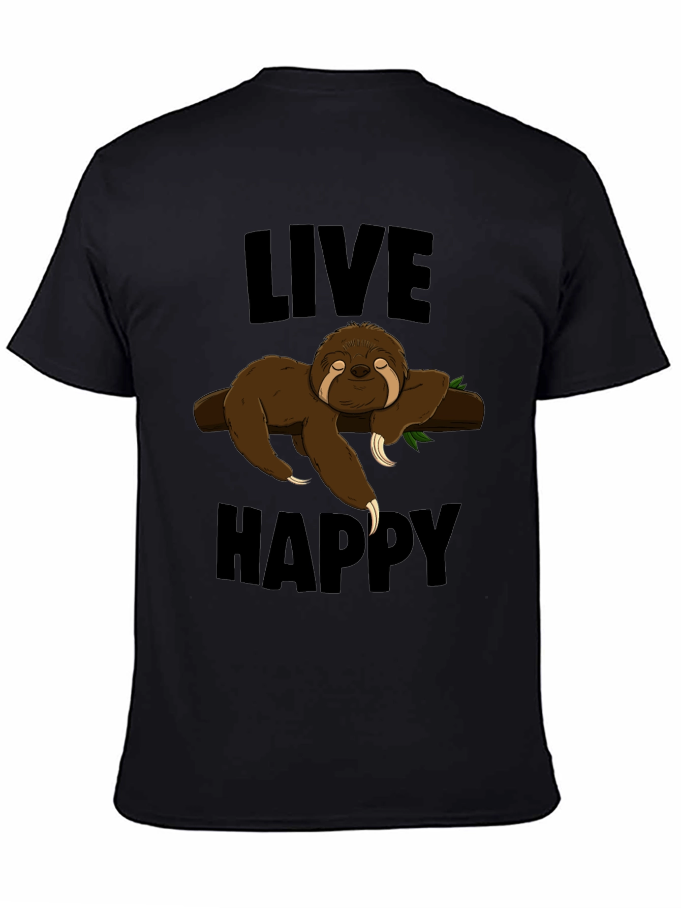 Black Live Happy Sloth Graphic T-Shirt - Comfort & Style view 4