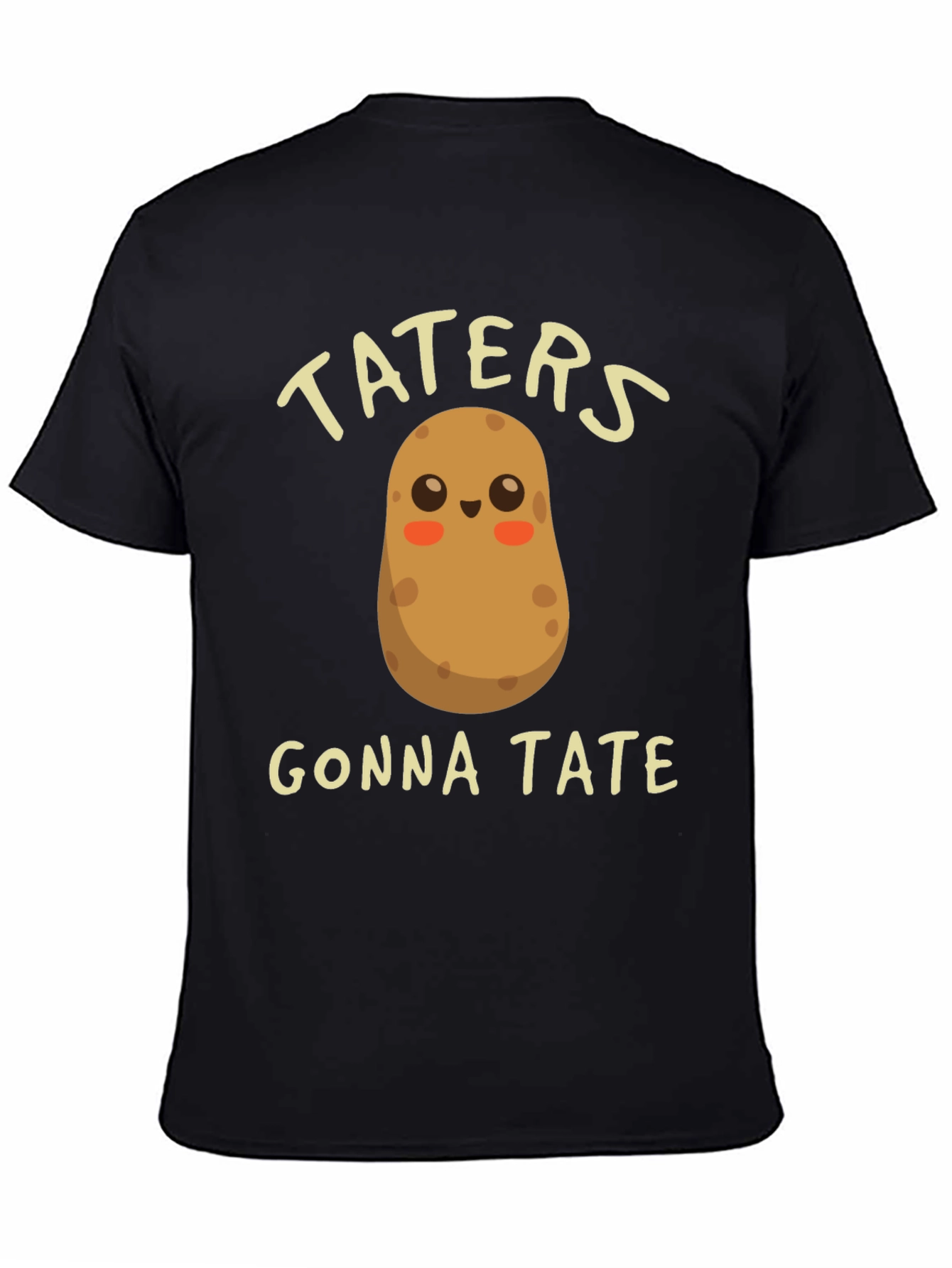 Black Funny Potato T-Shirt - Taters Gonna Tate - Novelty Tee view 4