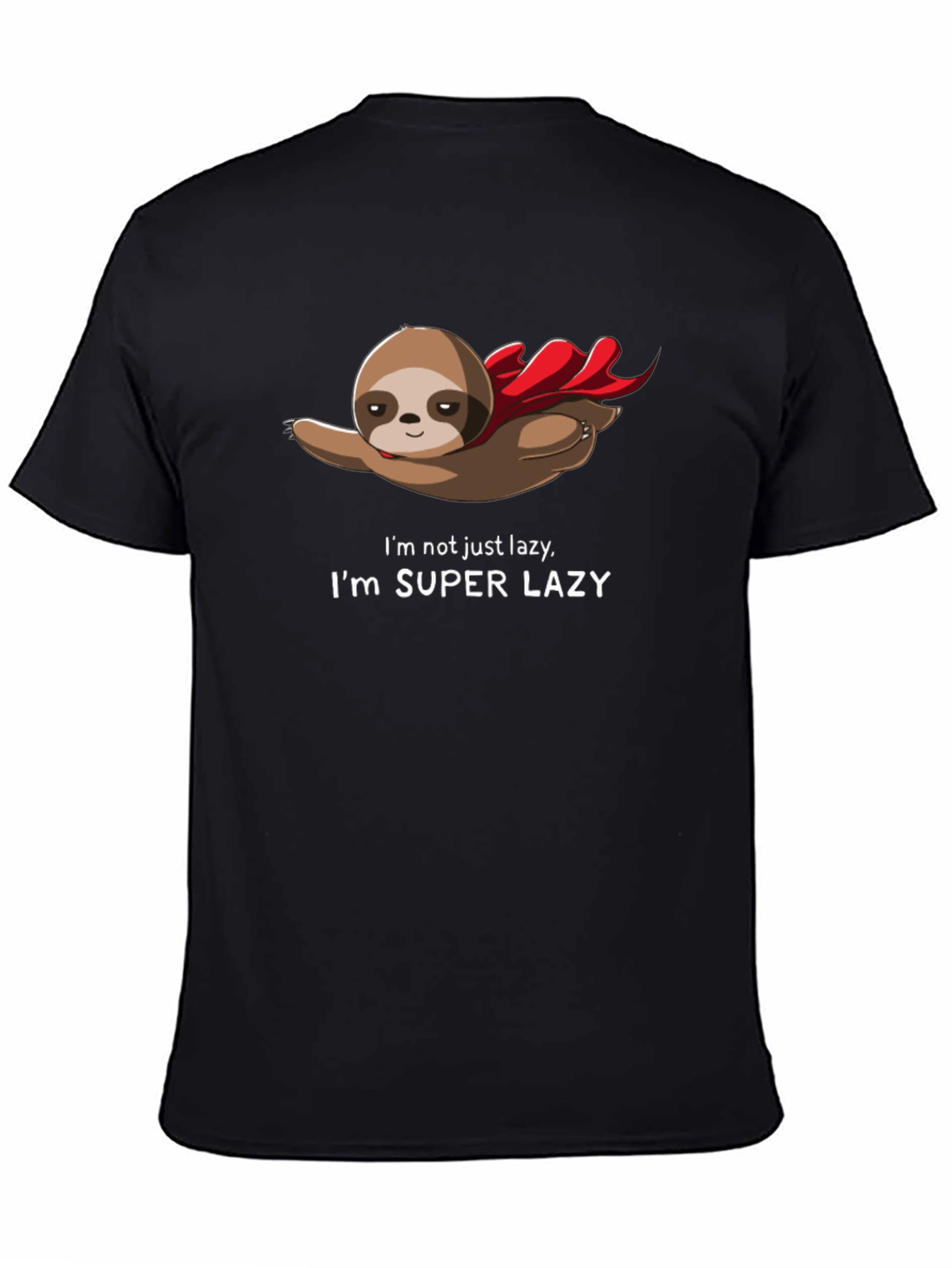 Black Super Lazy Sloth T-Shirt - Funny Animal Tee view 4