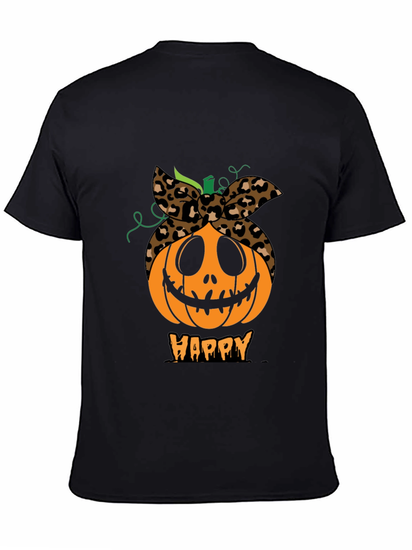 Black Happy Pumpkin Headband Graphic Tee view 4