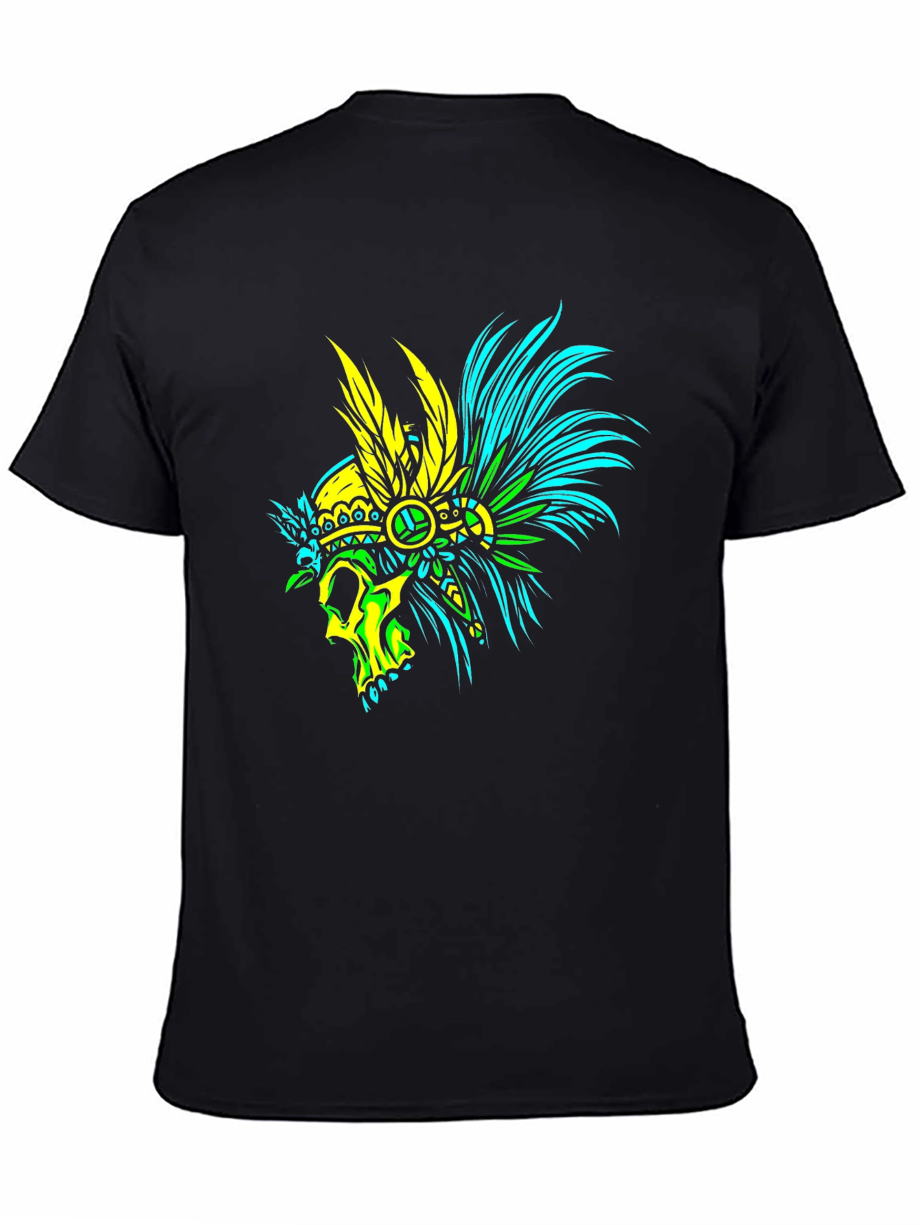 Black Skull Headdress Graphic Tee - Bold Black T-Shirt view 4