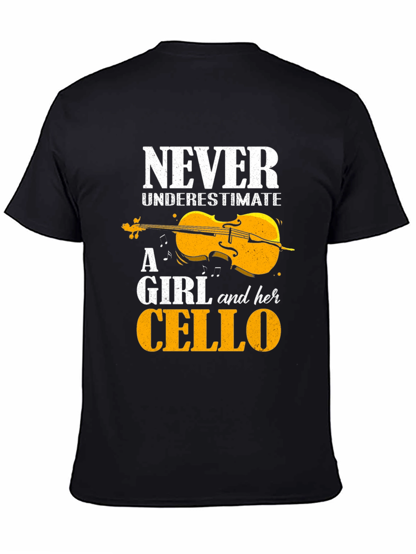 Black Never Underestimate A Girl And Her Cello T-Shirt view 4
