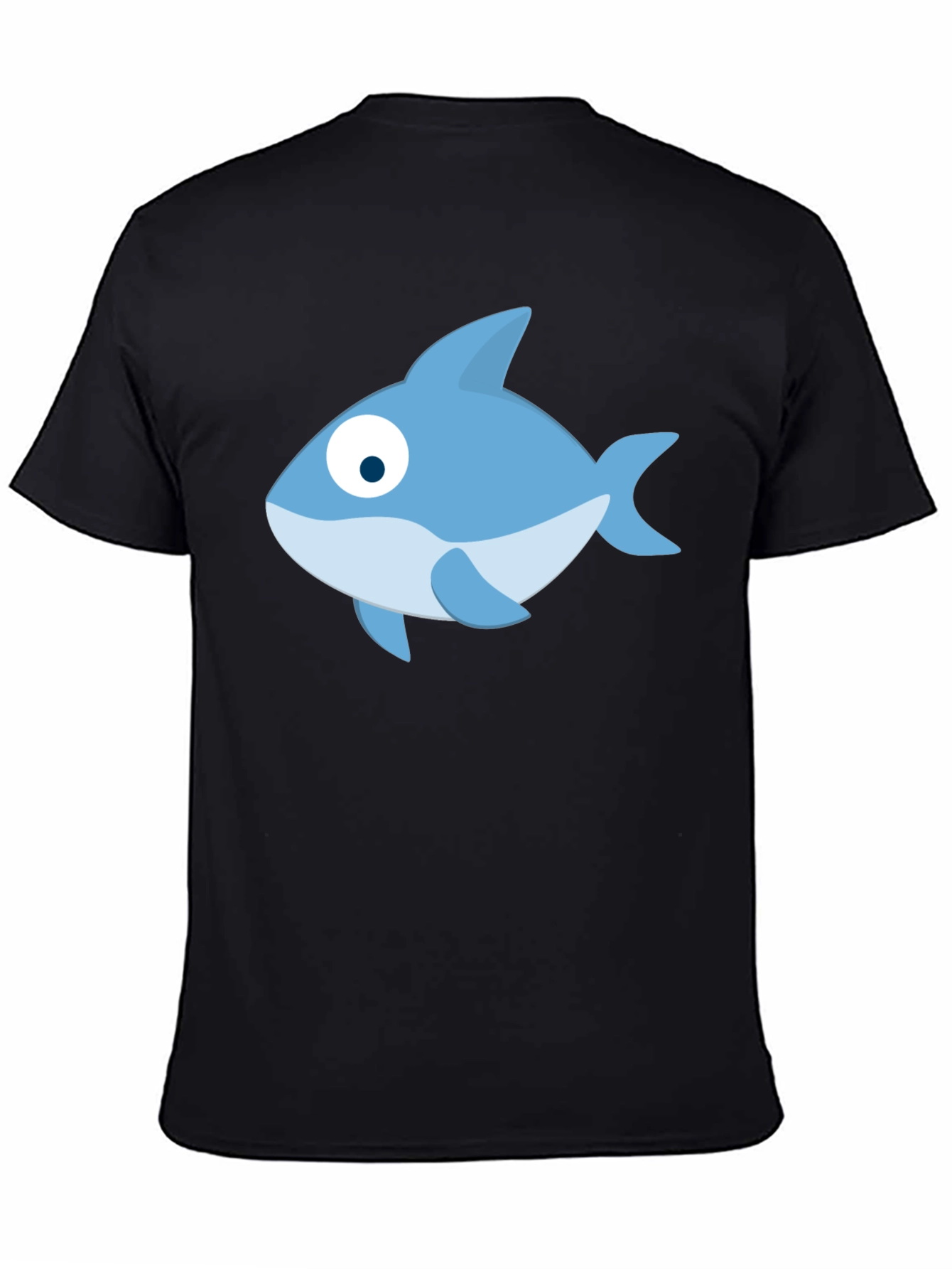 Black Cartoon Fish Black T-Shirt - Casual Style view 4