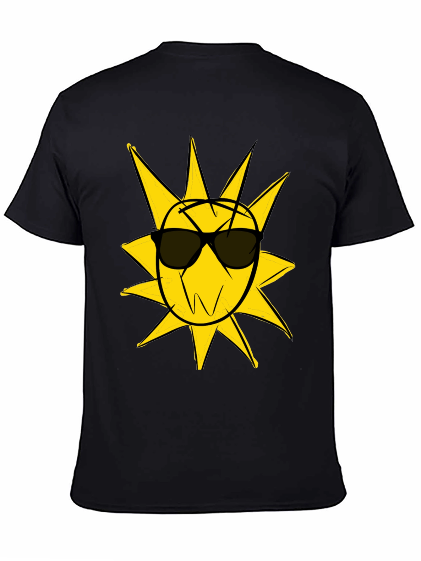Black Cool Sun Graphic Black T-Shirt view 4