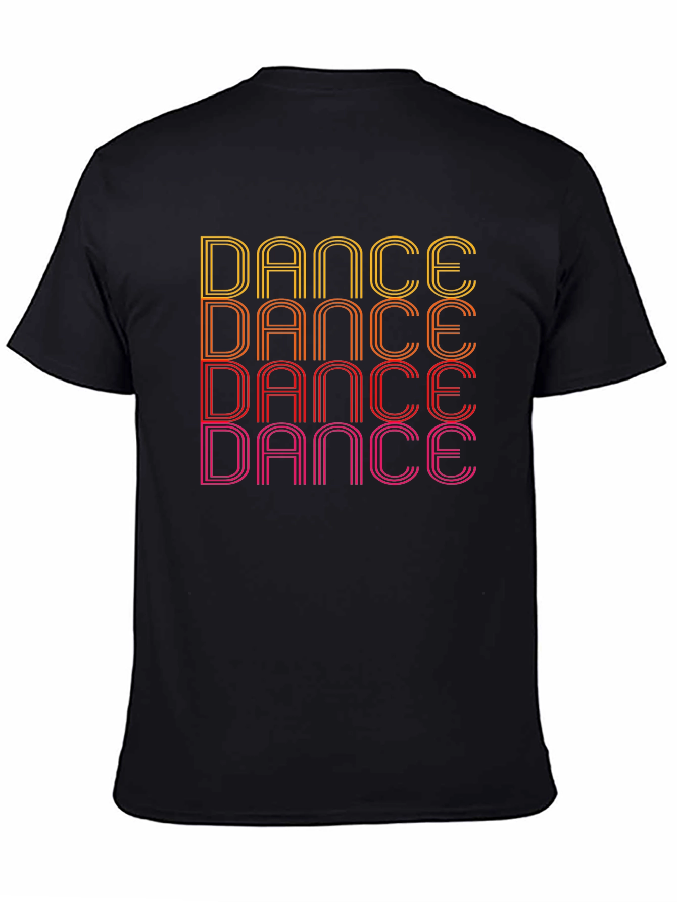 Black Retro Dance Graphic Tee - Black Cotton T-Shirt view 4