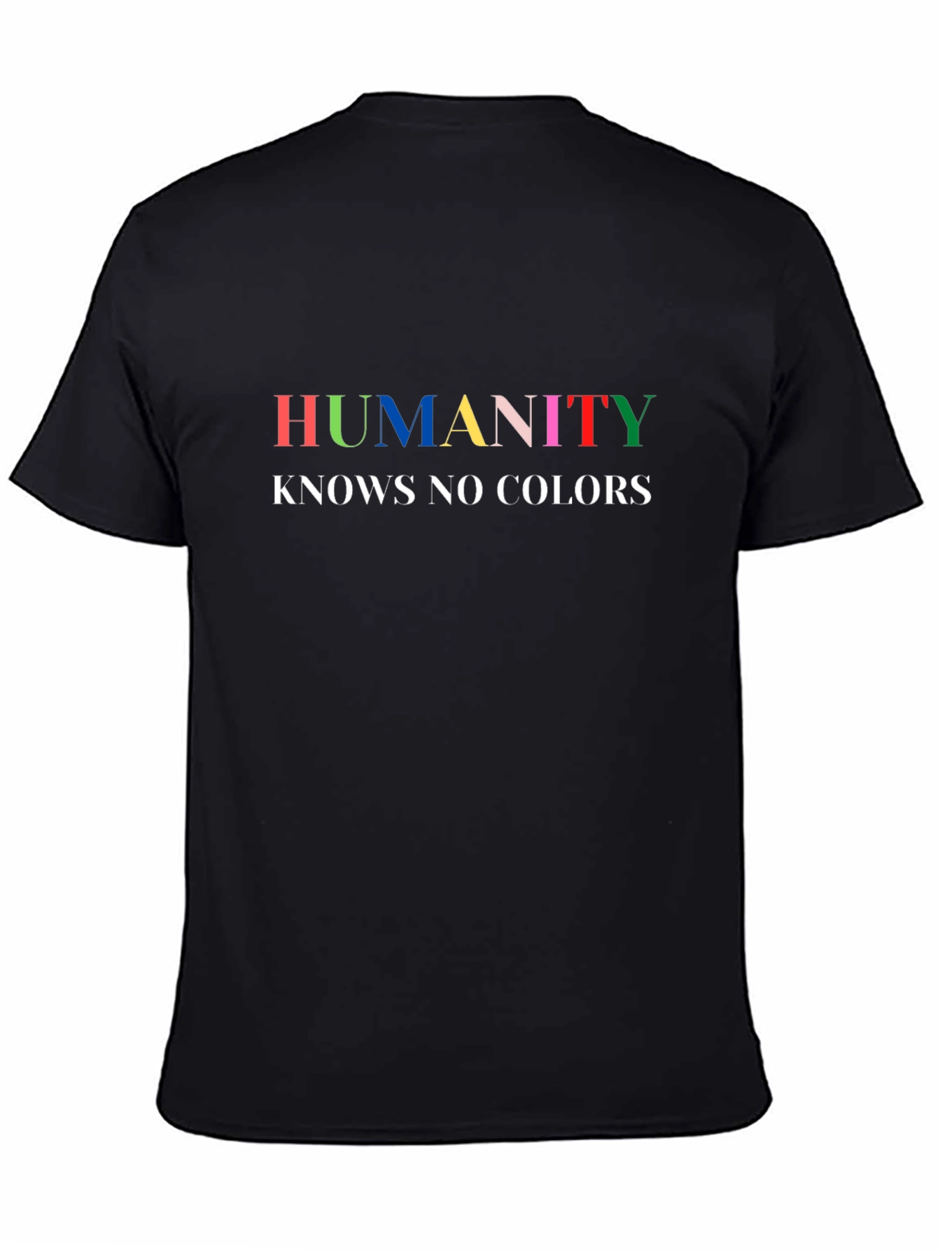 Black Humanity Knows No Colors Graphic Tee - Black Unisex T-Shirt view 4