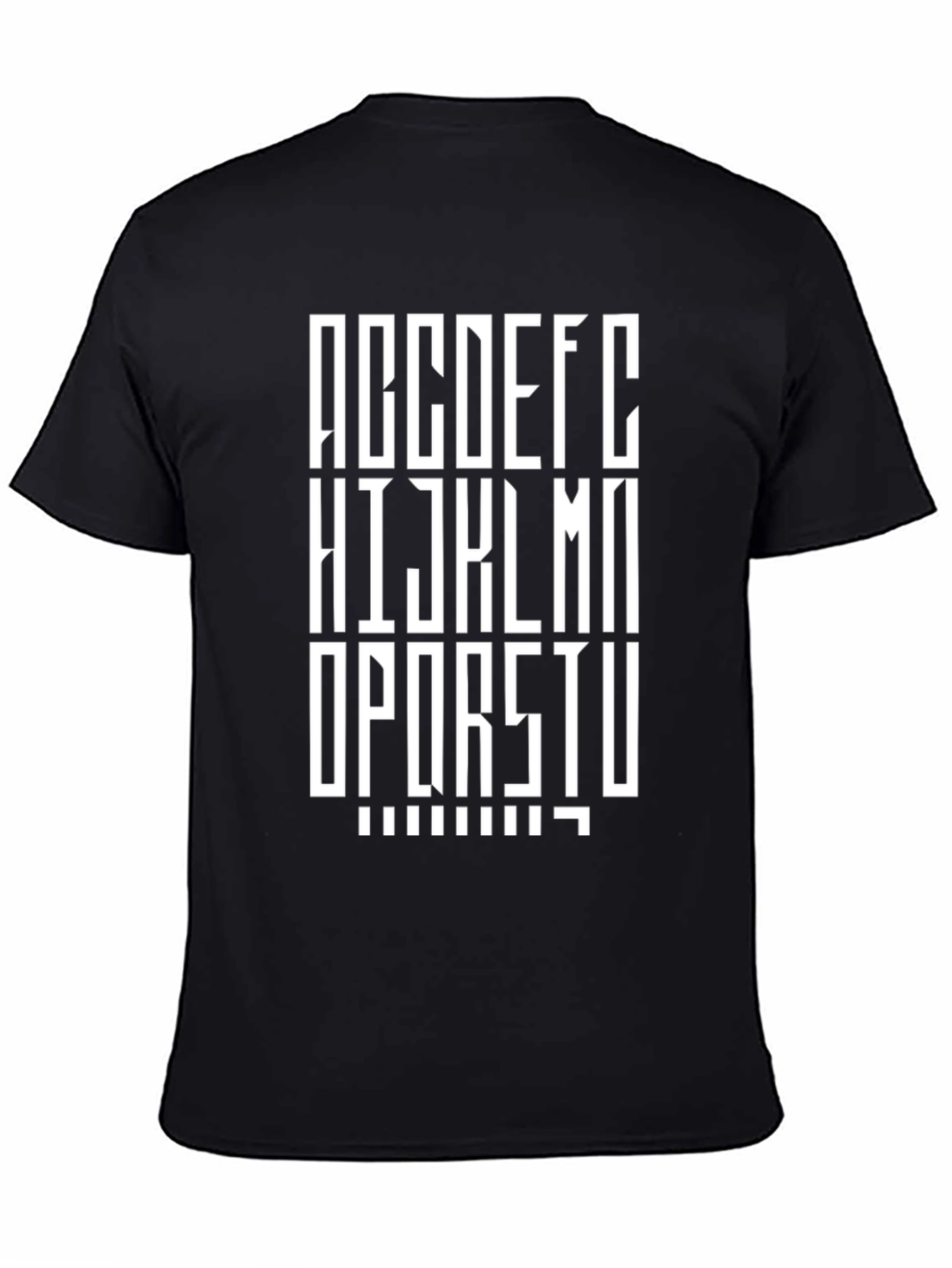 Black Modern Alphabet Print Black T-Shirt view 4