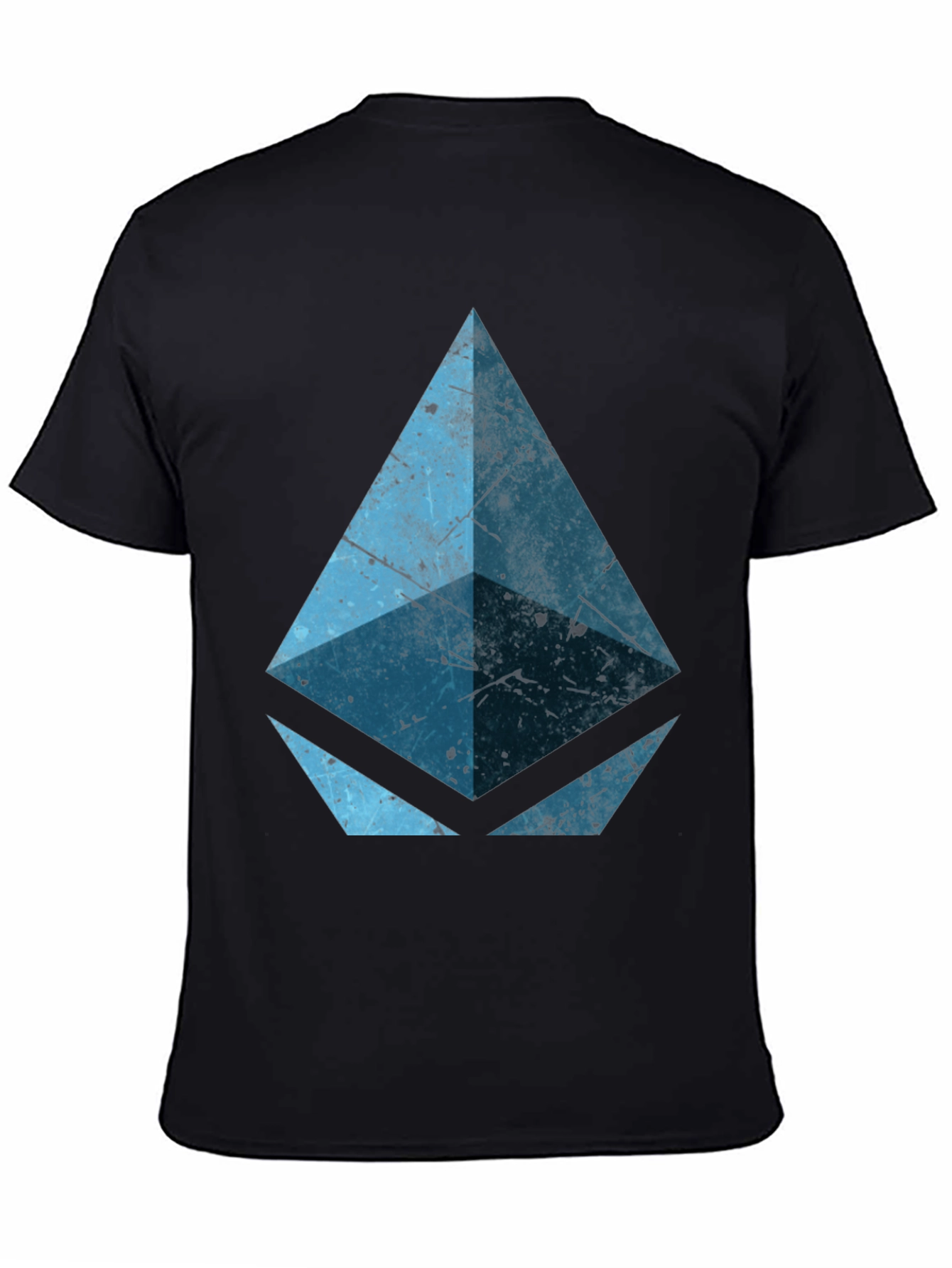 Black Geometric Blue Graphic Print Black Tee view 4