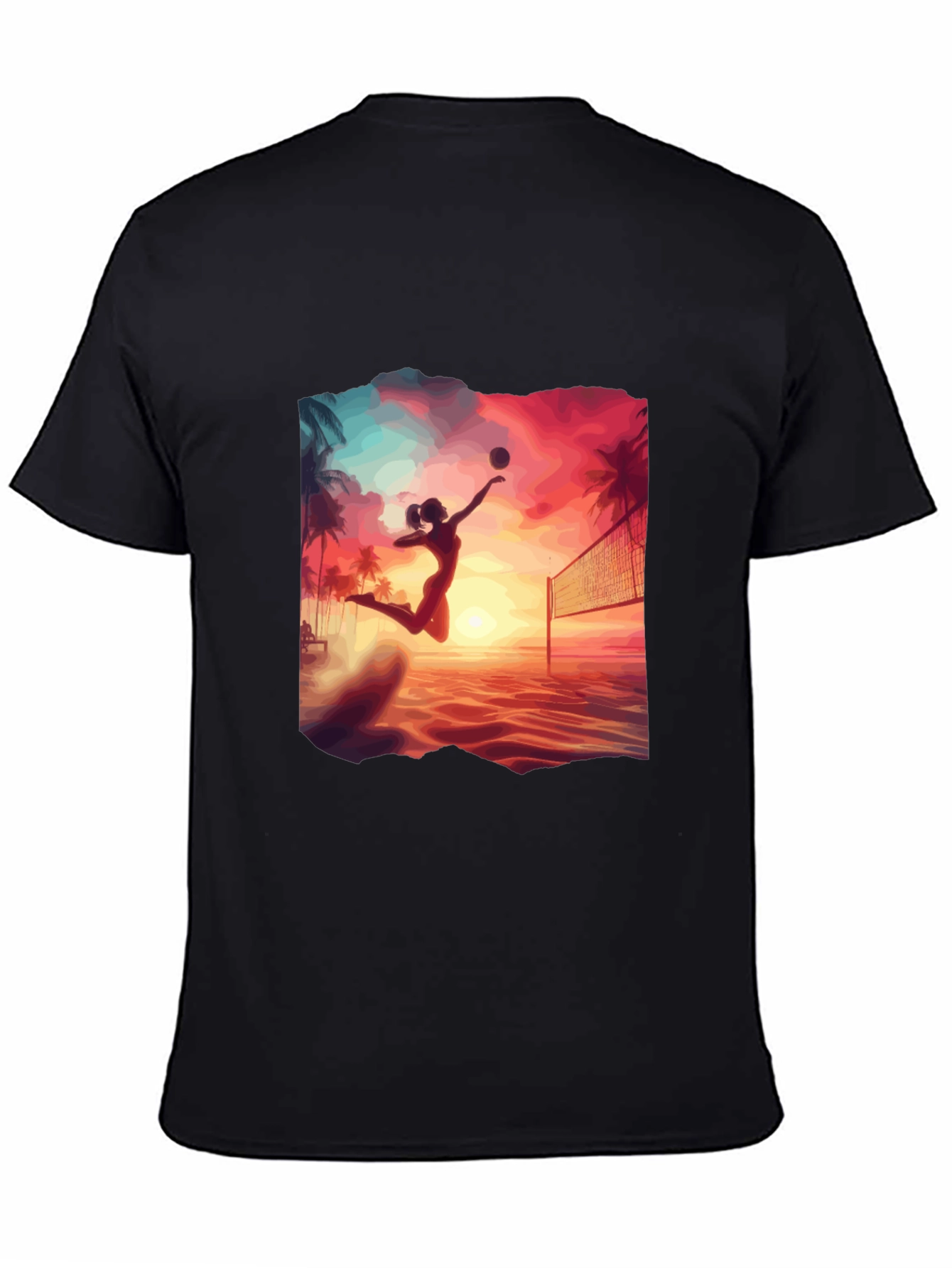 Black Sunset Volleyball T-Shirt view 4