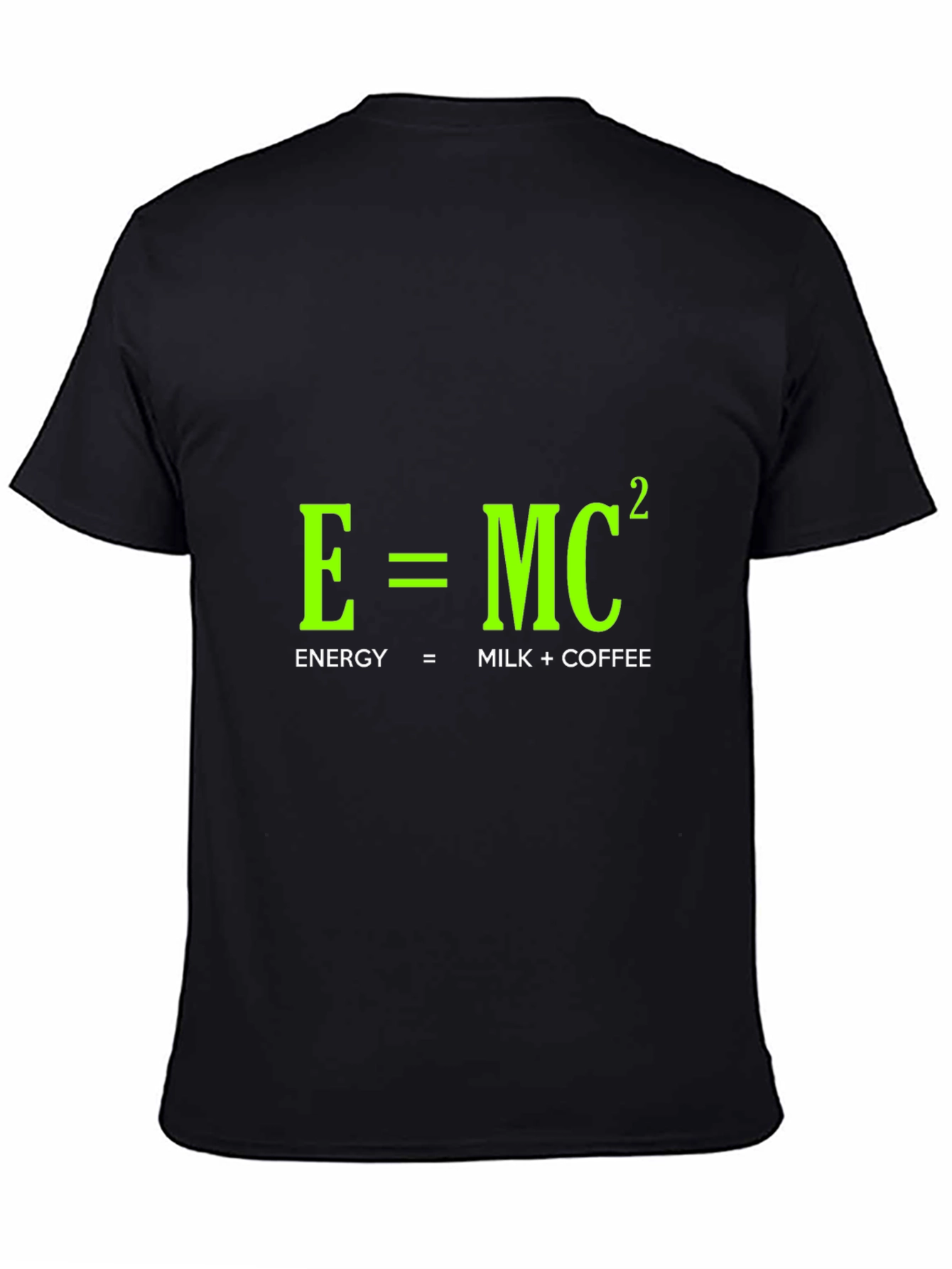 Black Funny Energy Equation T-Shirt: Milk + Coffee = Power! view 4