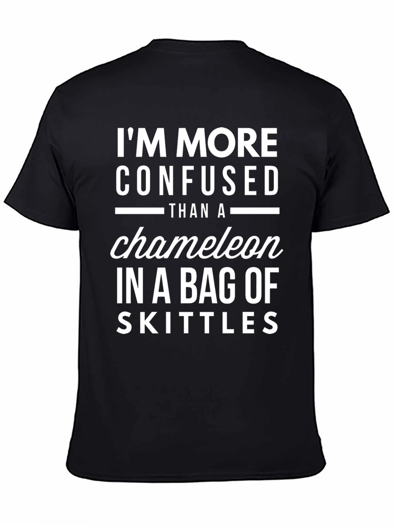Black Confused Chameleon Skittles Graphic T-Shirt view 4