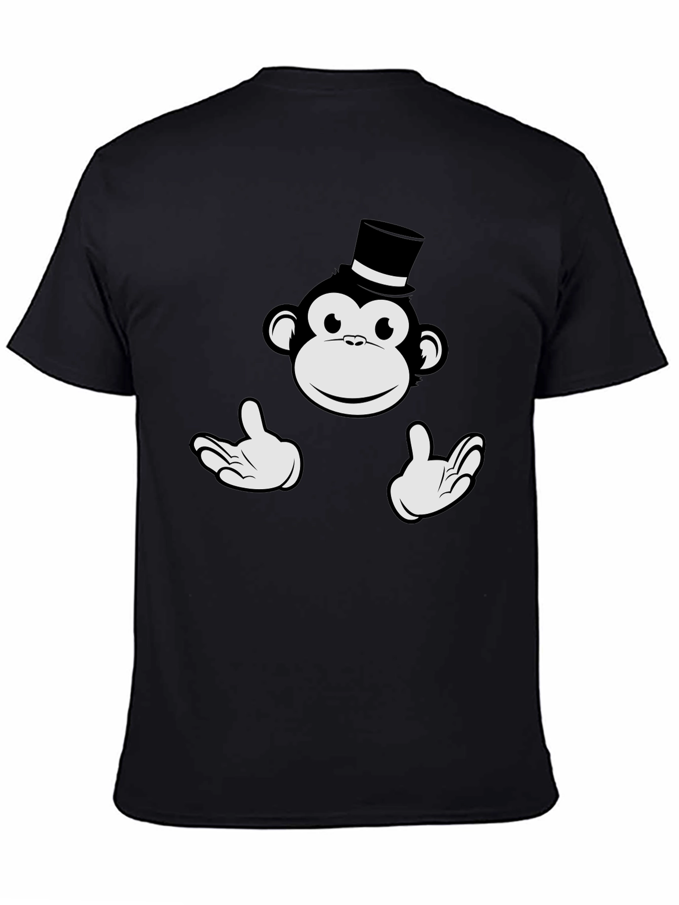 Black Monkey Top Hat Graphic Tee - Black Cotton T-Shirt view 4