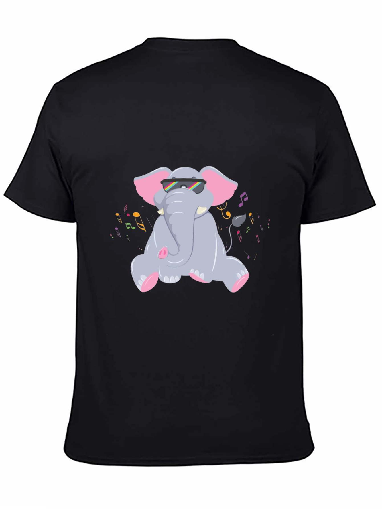 Black Cool Elephant Graphic Tee view 4