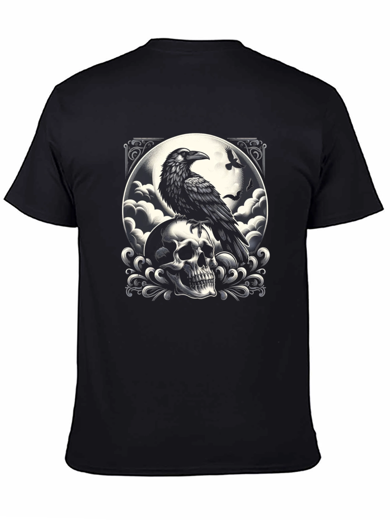 Black Raven Skull Graphic Tee - Dark Gothic Style view 4