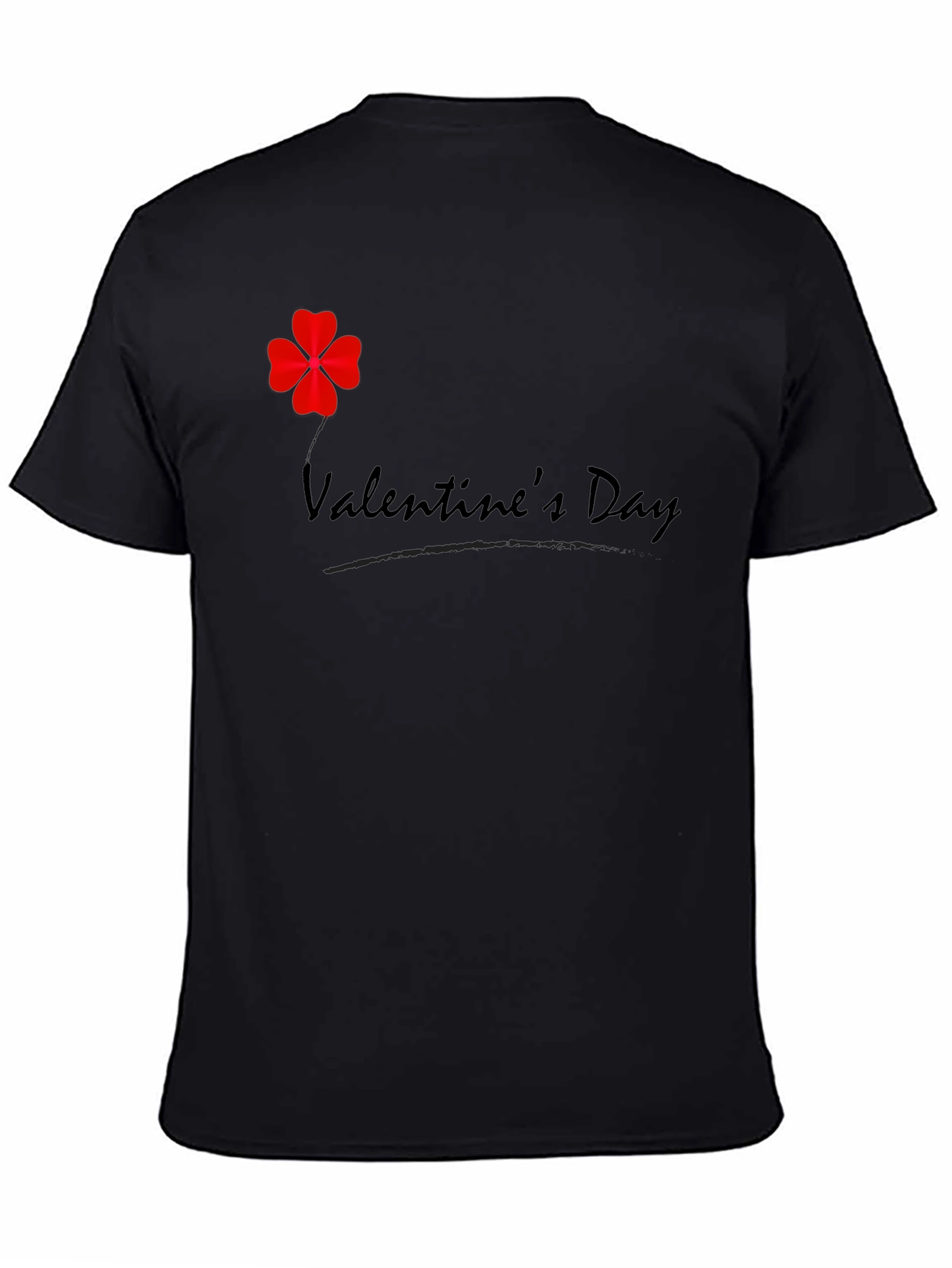 Black Valentine's Day Clover T-Shirt - Men's Black Tee view 4