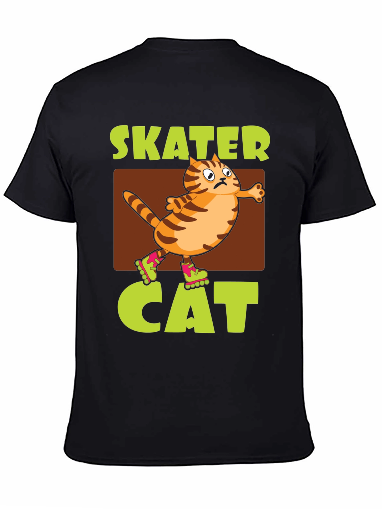 Black Skater Cat Graphic Tee - Novelty Humor T-Shirt view 4