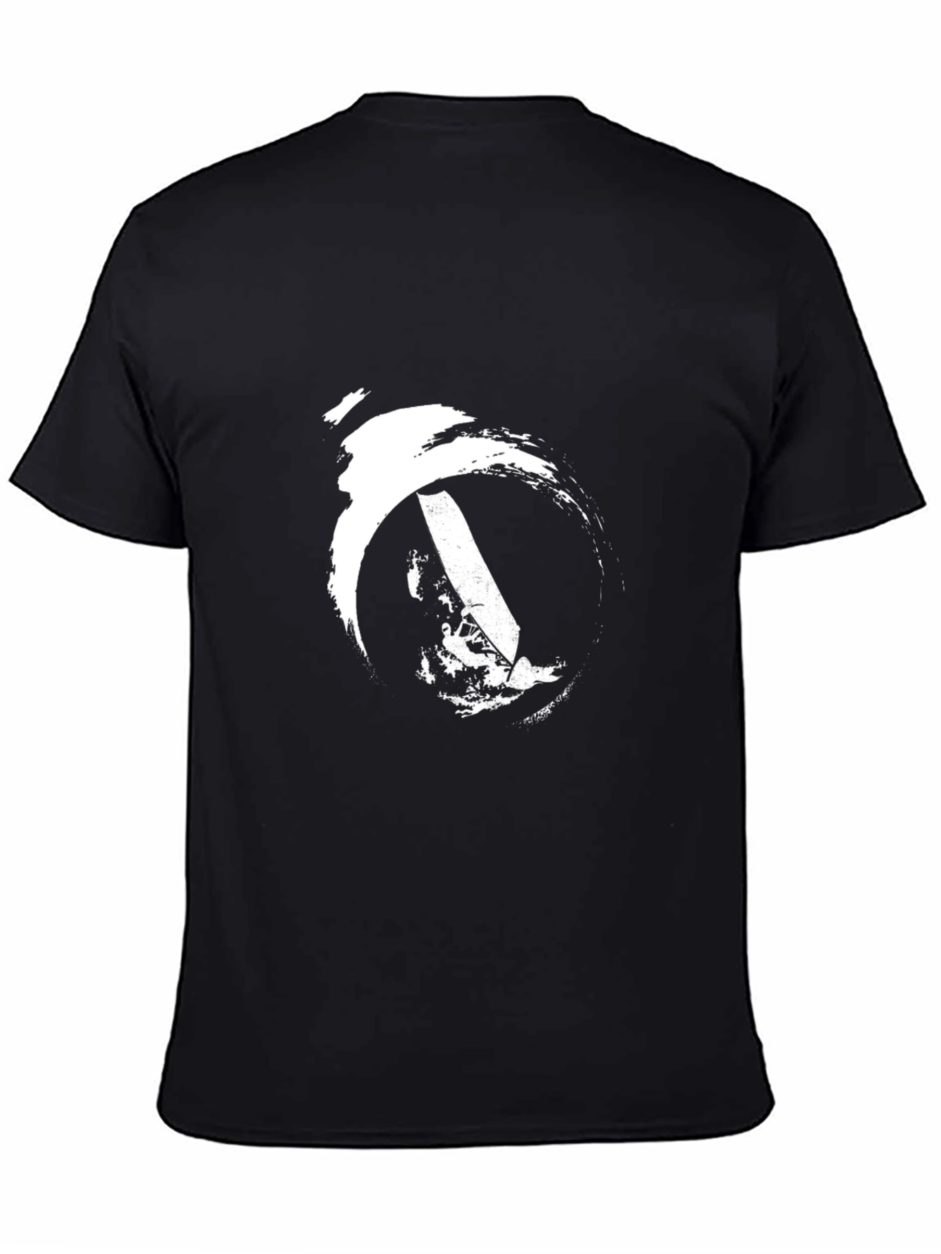 Black Modern Graphic T-Shirt - Abstract Sword Design view 4