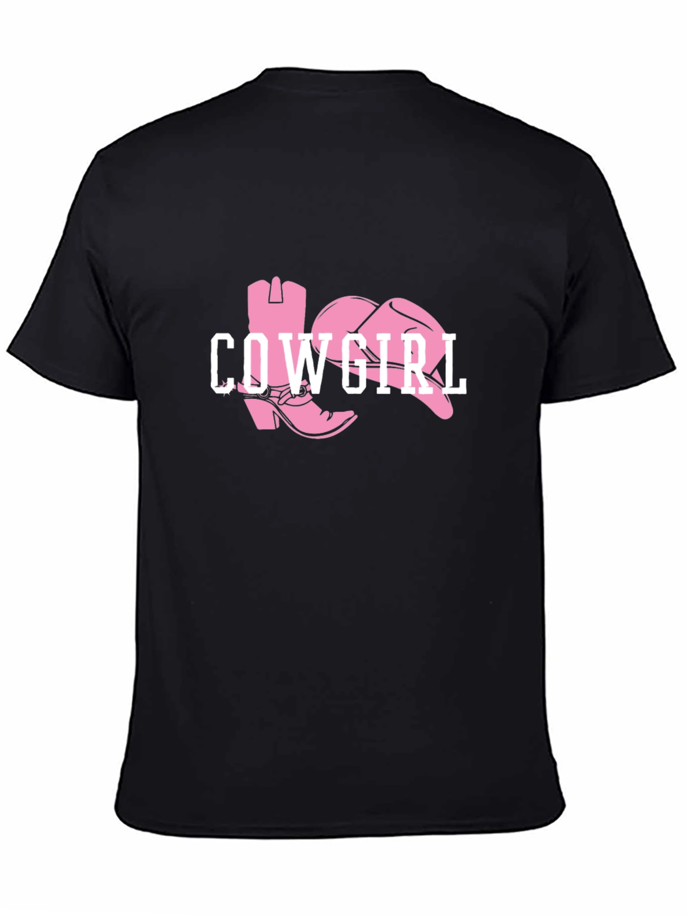 Black Cowgirl Boots Graphic Tee - Black Cotton T-Shirt view 4