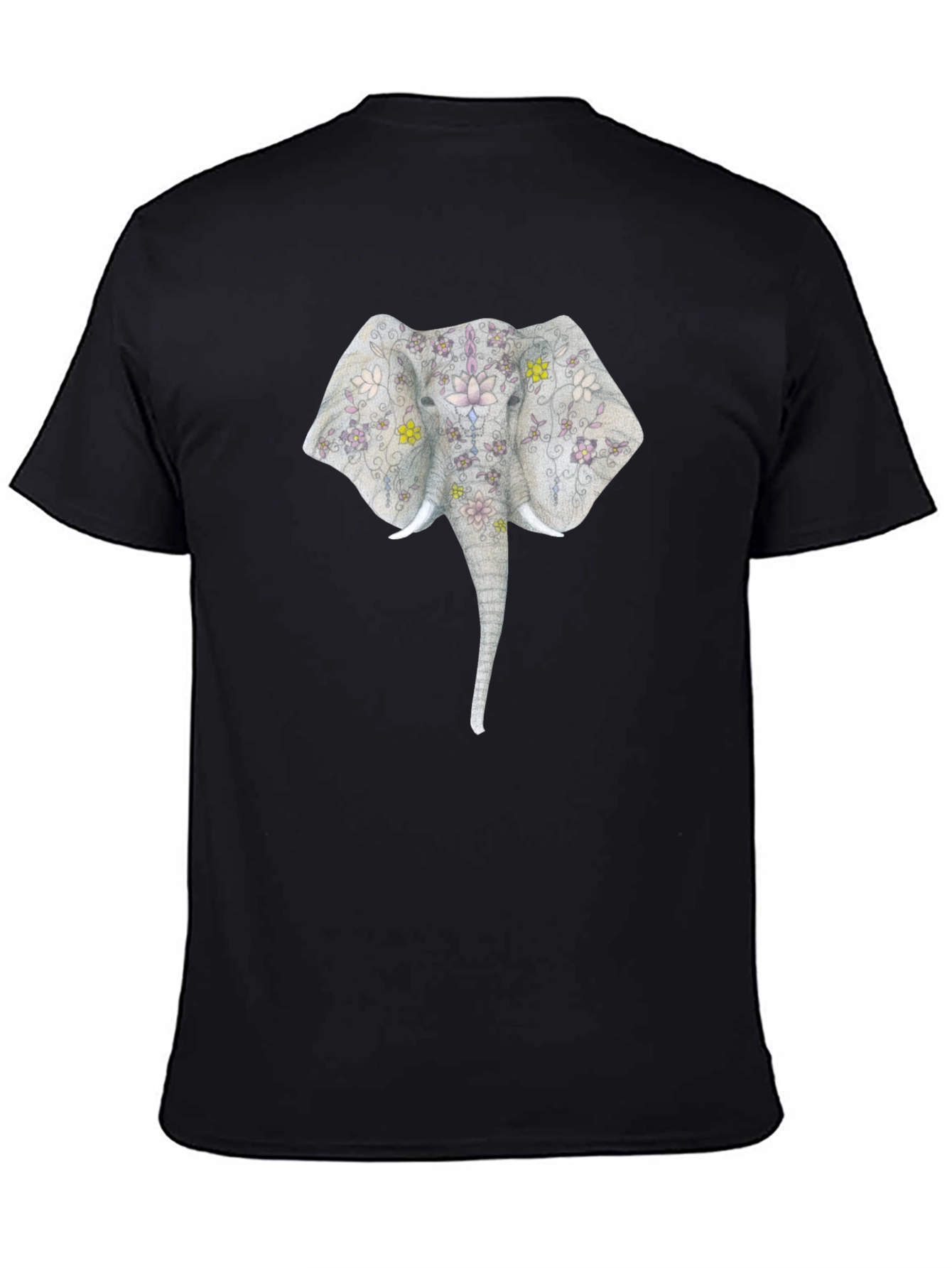Black Floral Elephant Graphic T-Shirt view 4