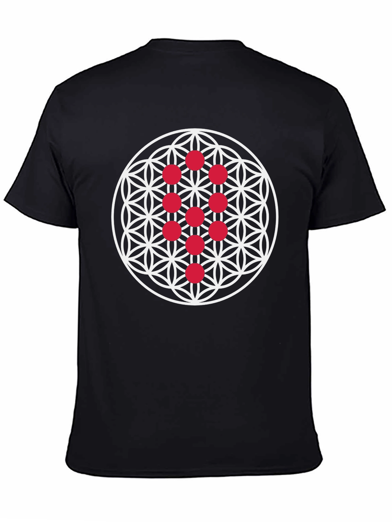 Black Sacred Geometry Seed of Life T-Shirt view 4