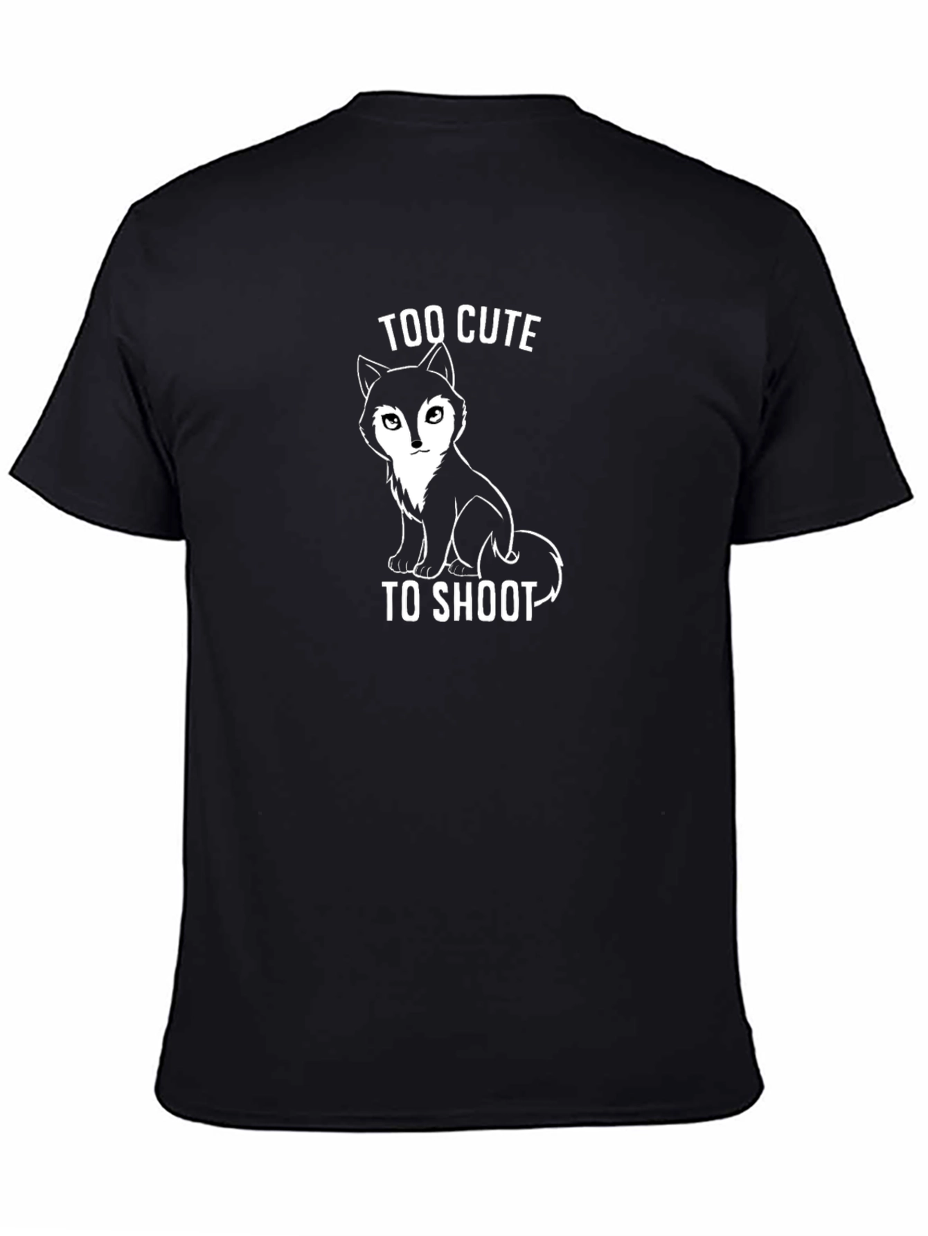Black Cute Fox T-Shirt - Too Cute To Shoot Funny Animal Tee view 4