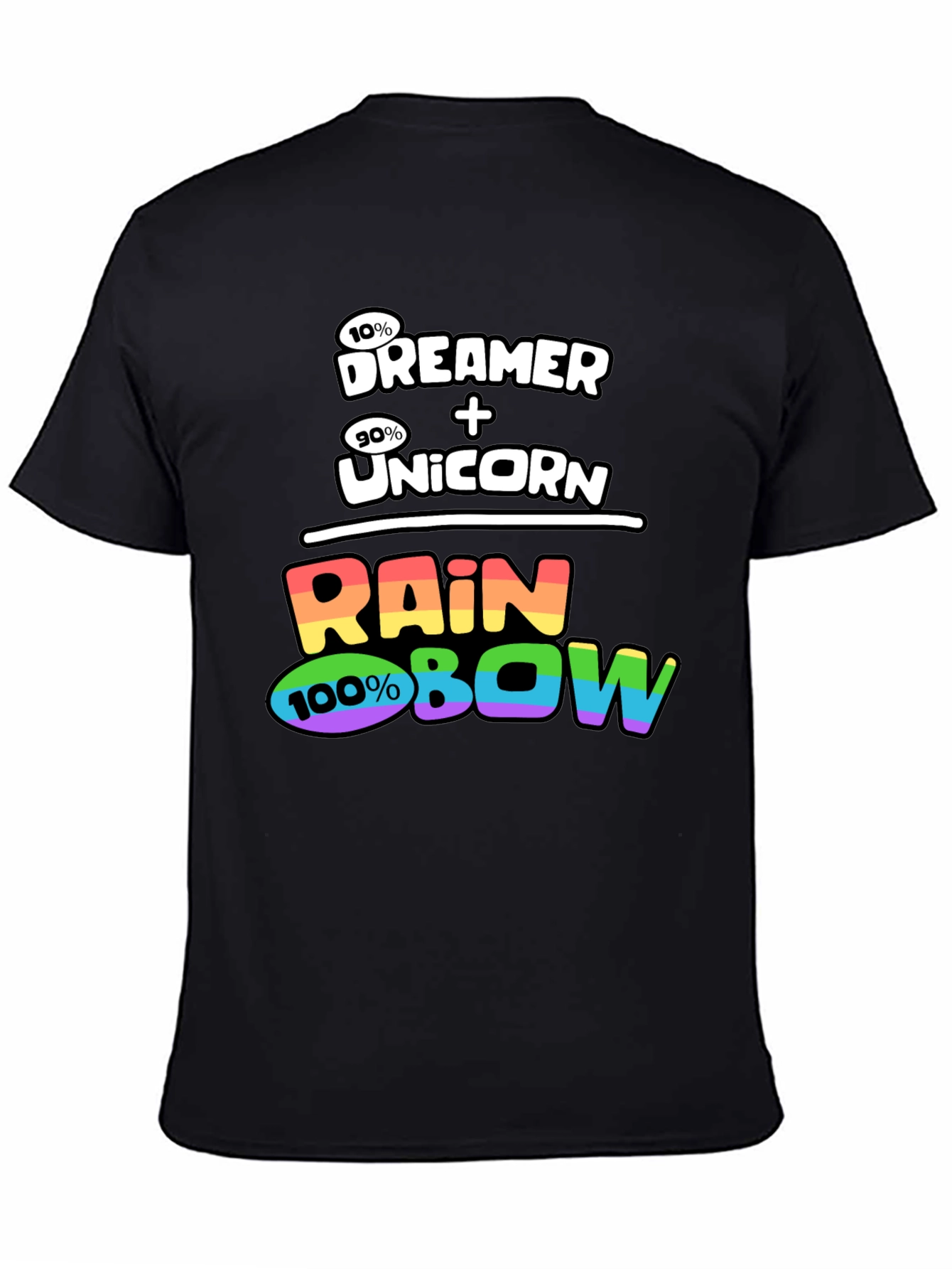Black Dreamer Unicorn Rainbow Graphic T-Shirt view 4