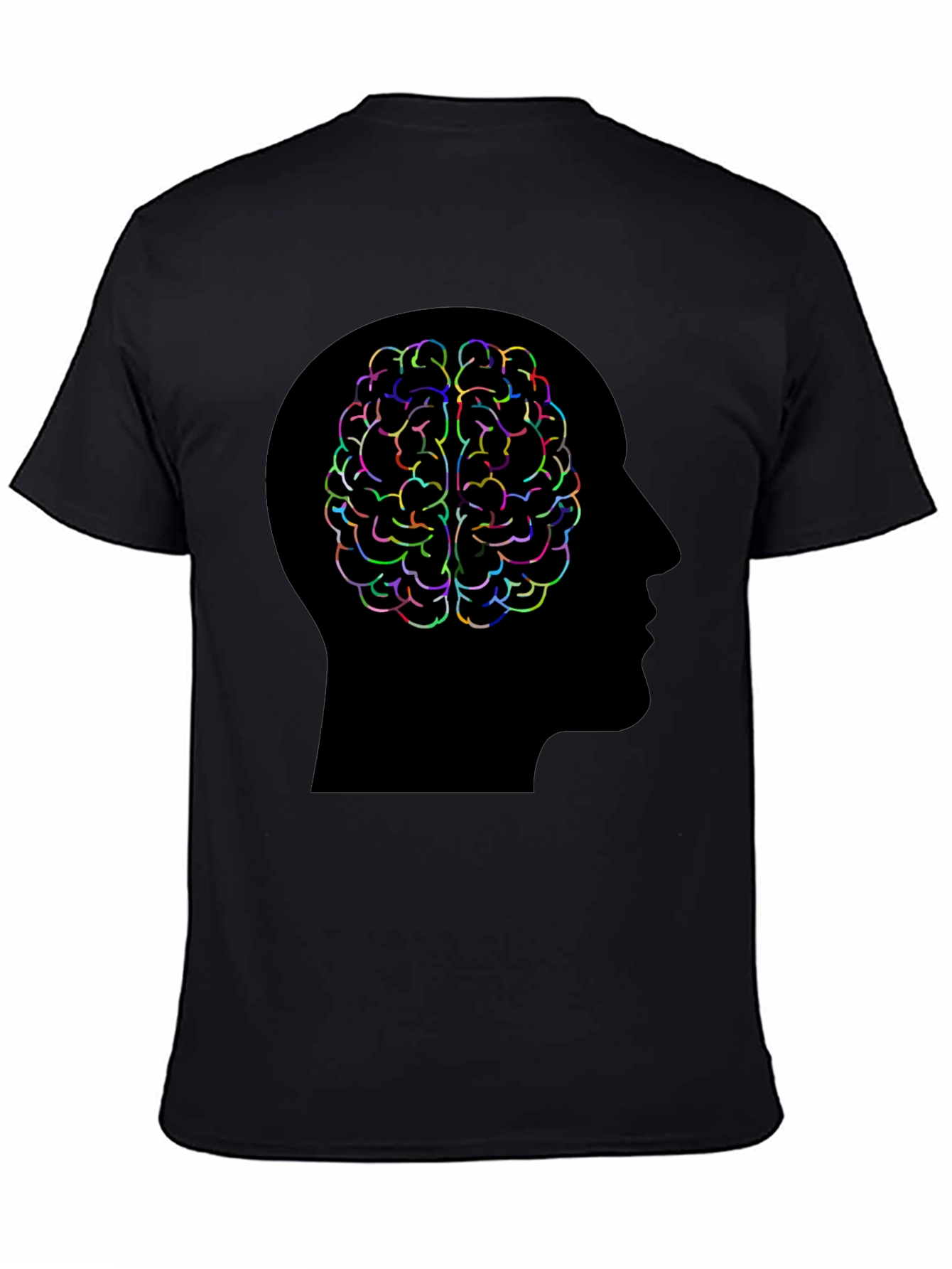 Black Brain Power T-Shirt - Colorful Mind Design view 4