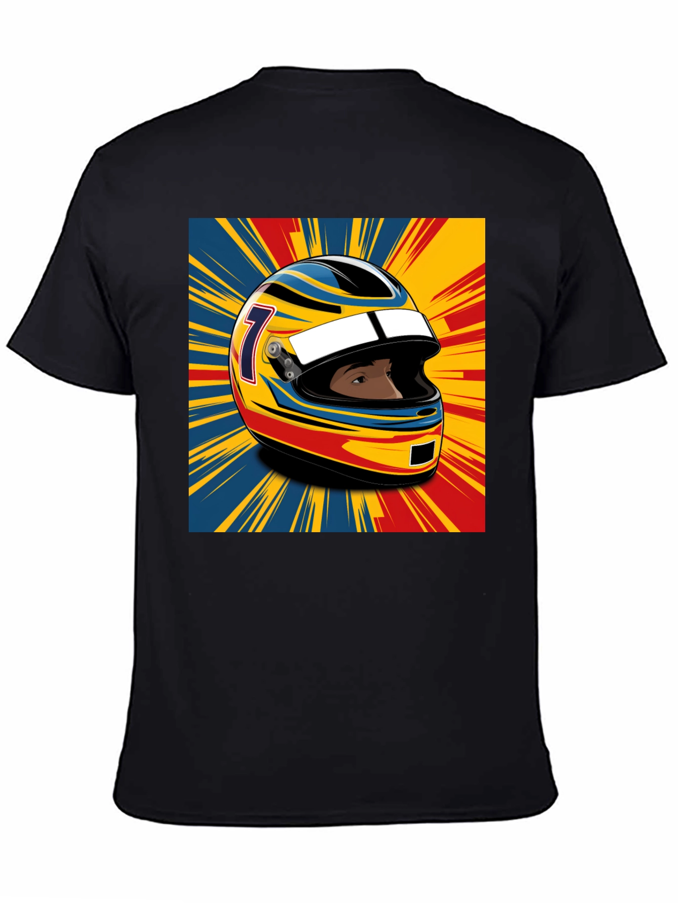 Black Racing Helmet Graphic T-Shirt - Stylish Motorsport Apparel view 4