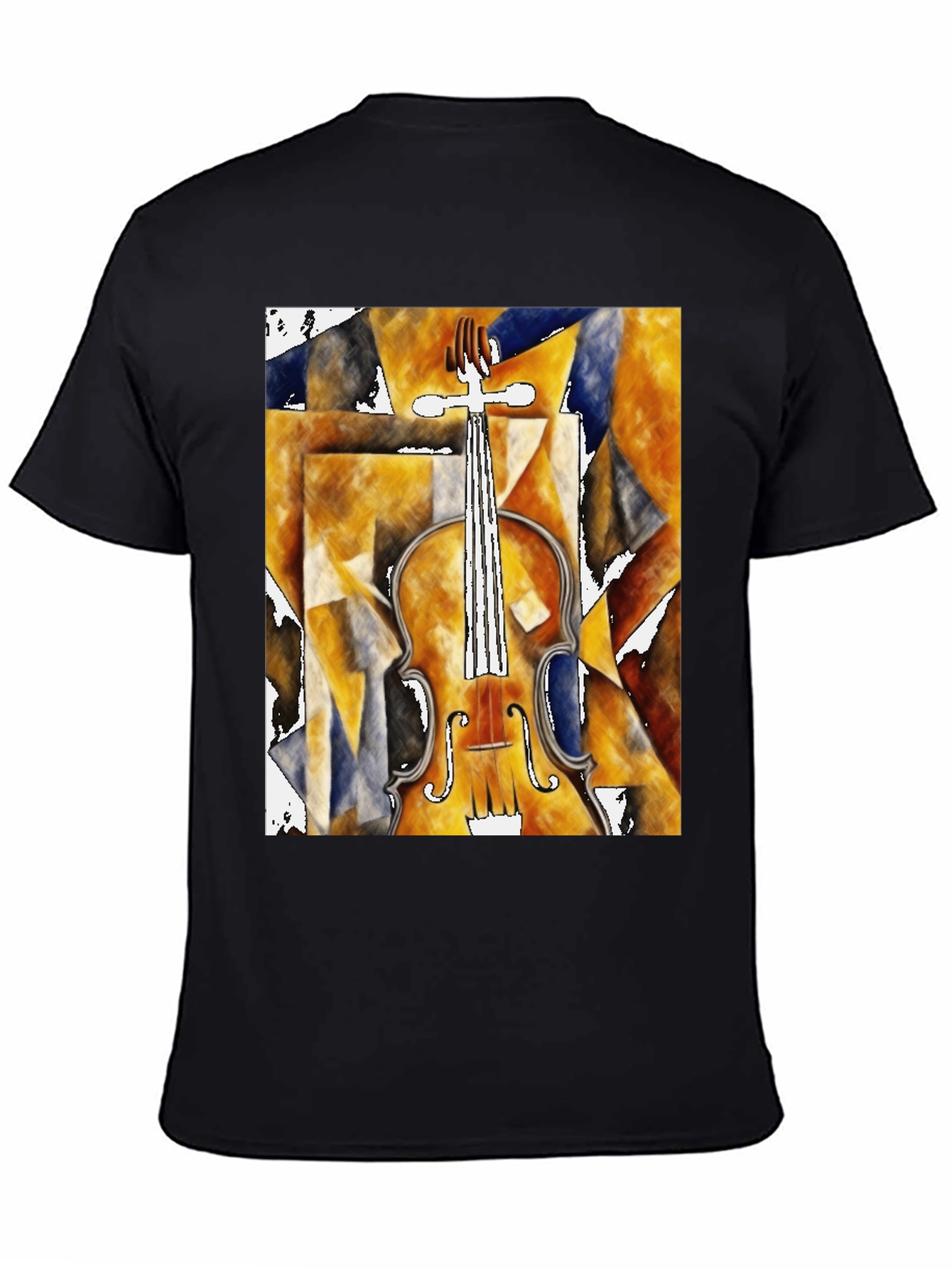 Black Abstract Violin Graphic Tee - Black Unisex Shirt view 4