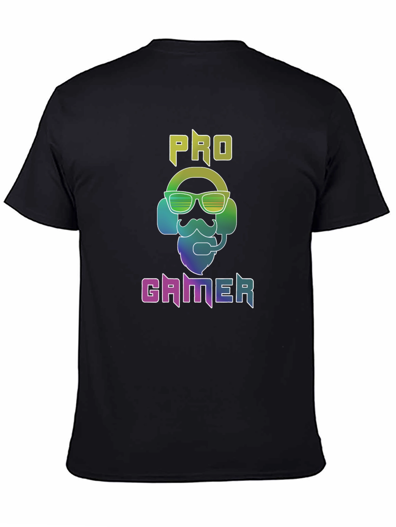 Black Pro Gamer T-Shirt - Black Cotton Tee with Colorful Graphic view 4