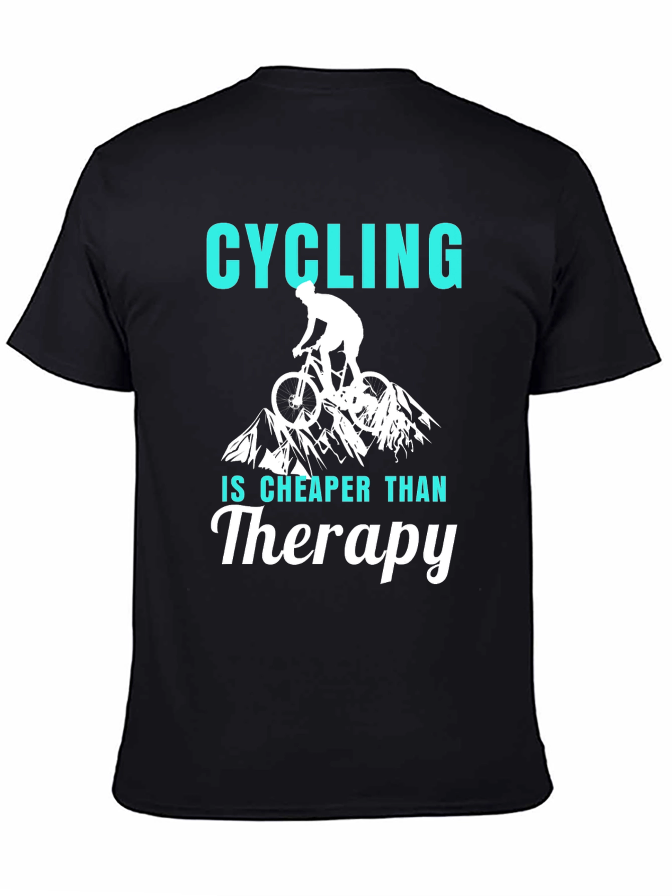 Black Cycling Cheaper Than Therapy Graphic T-Shirt view 4
