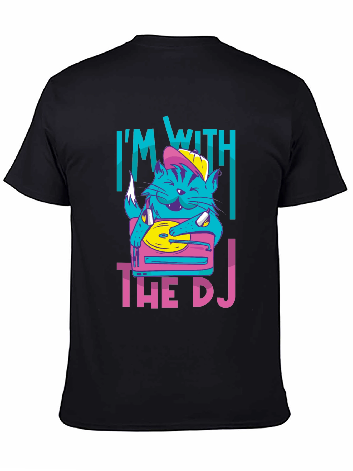 Black I'm With The DJ Cat Graphic T-Shirt view 4