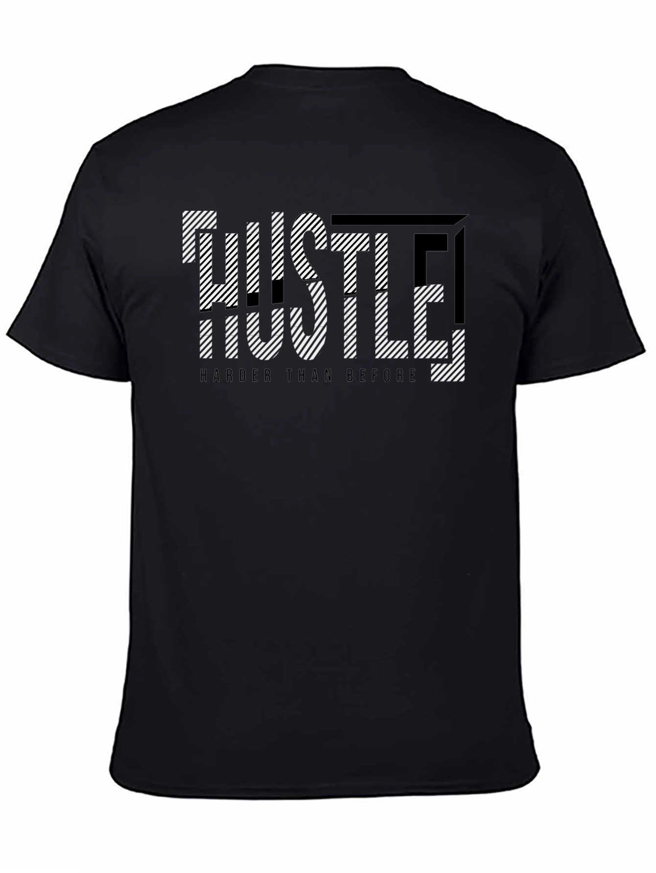 Black Hustle Harder Graphic Print Black T-Shirt view 4