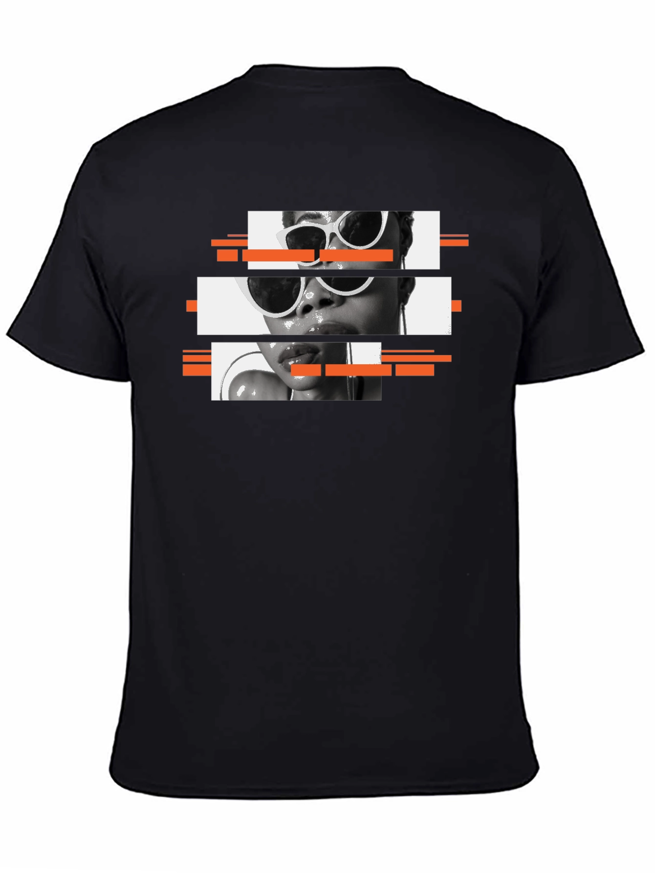 Black Modern Glitch Graphic Tee - Cool Black T-Shirt view 4