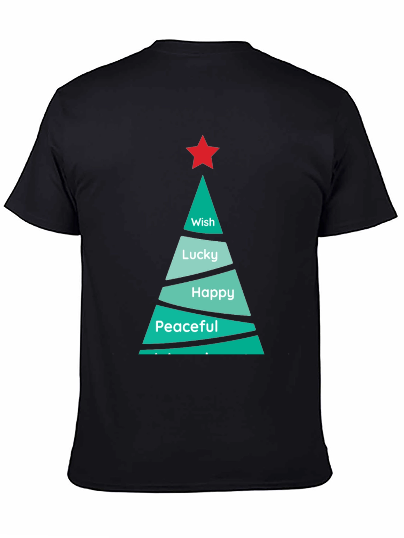 Black Festive Christmas Tree Wish T-Shirt view 4