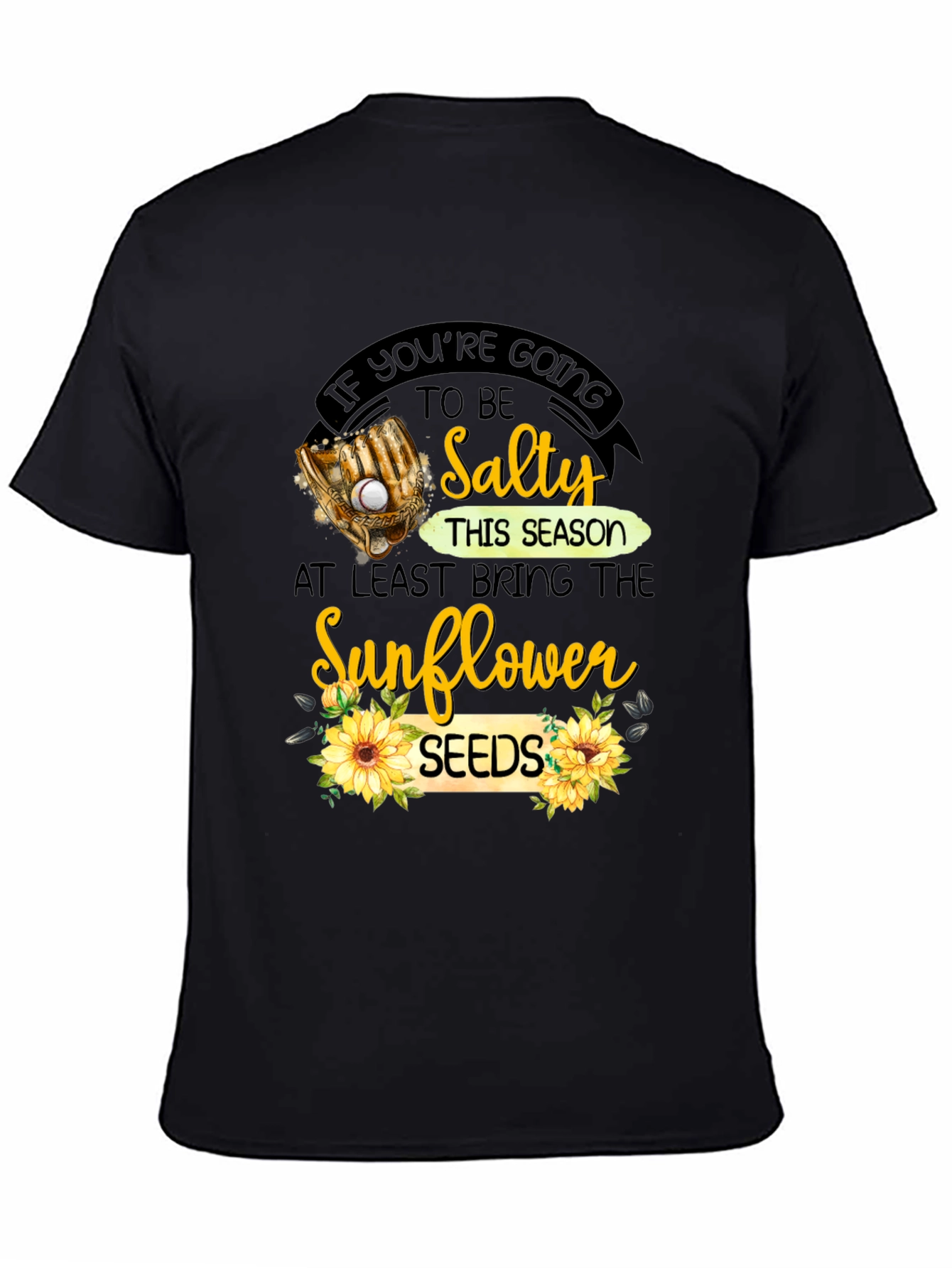 Black Salty Sunflower Seeds Graphic T-Shirt view 4