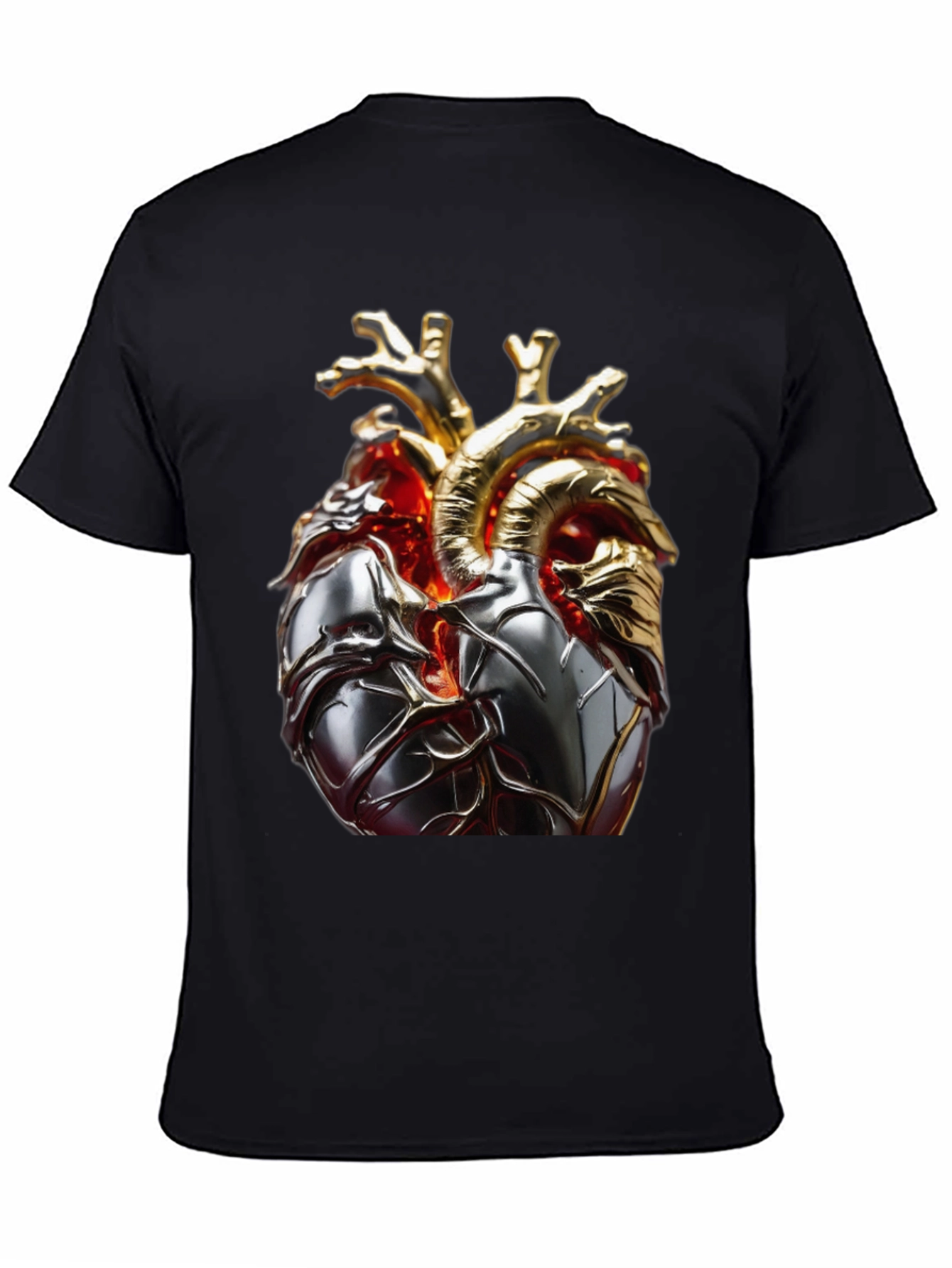 Black Metallic Heart Graphic T-Shirt view 4