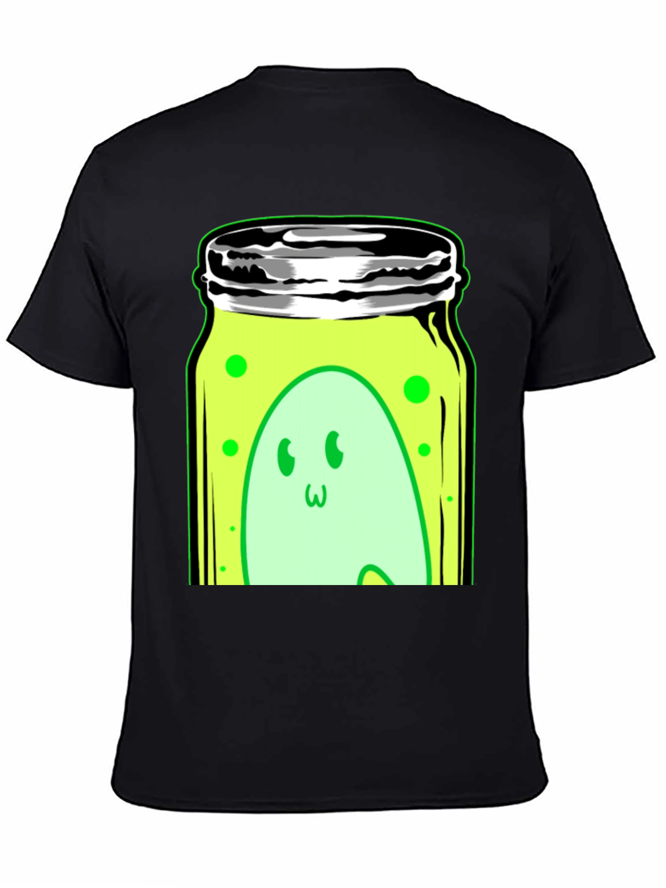 Black Ghost in a Jar Graphic Tee - Black Cotton Blend view 4