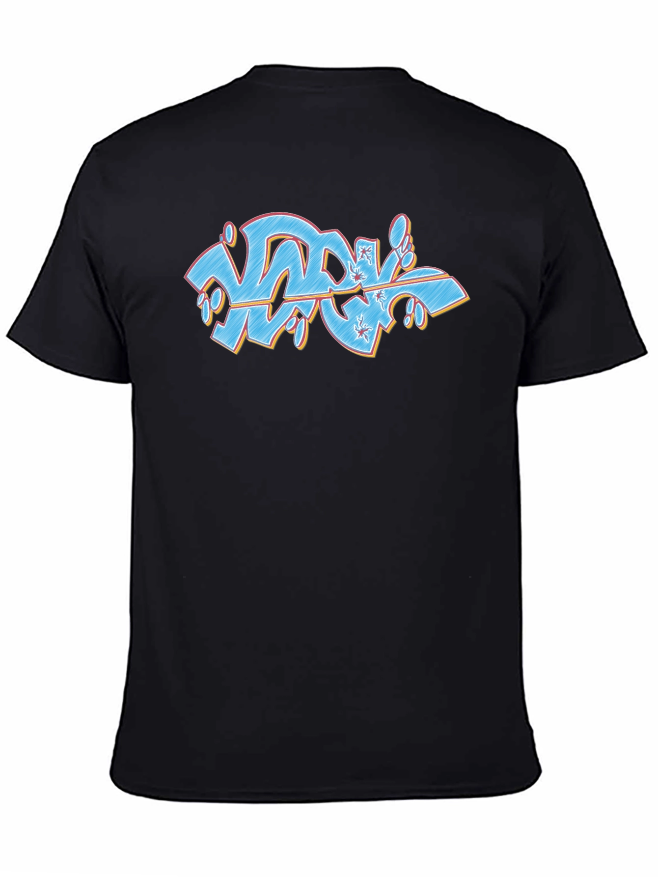 Black Graffiti Style Graphic Black T-Shirt view 4