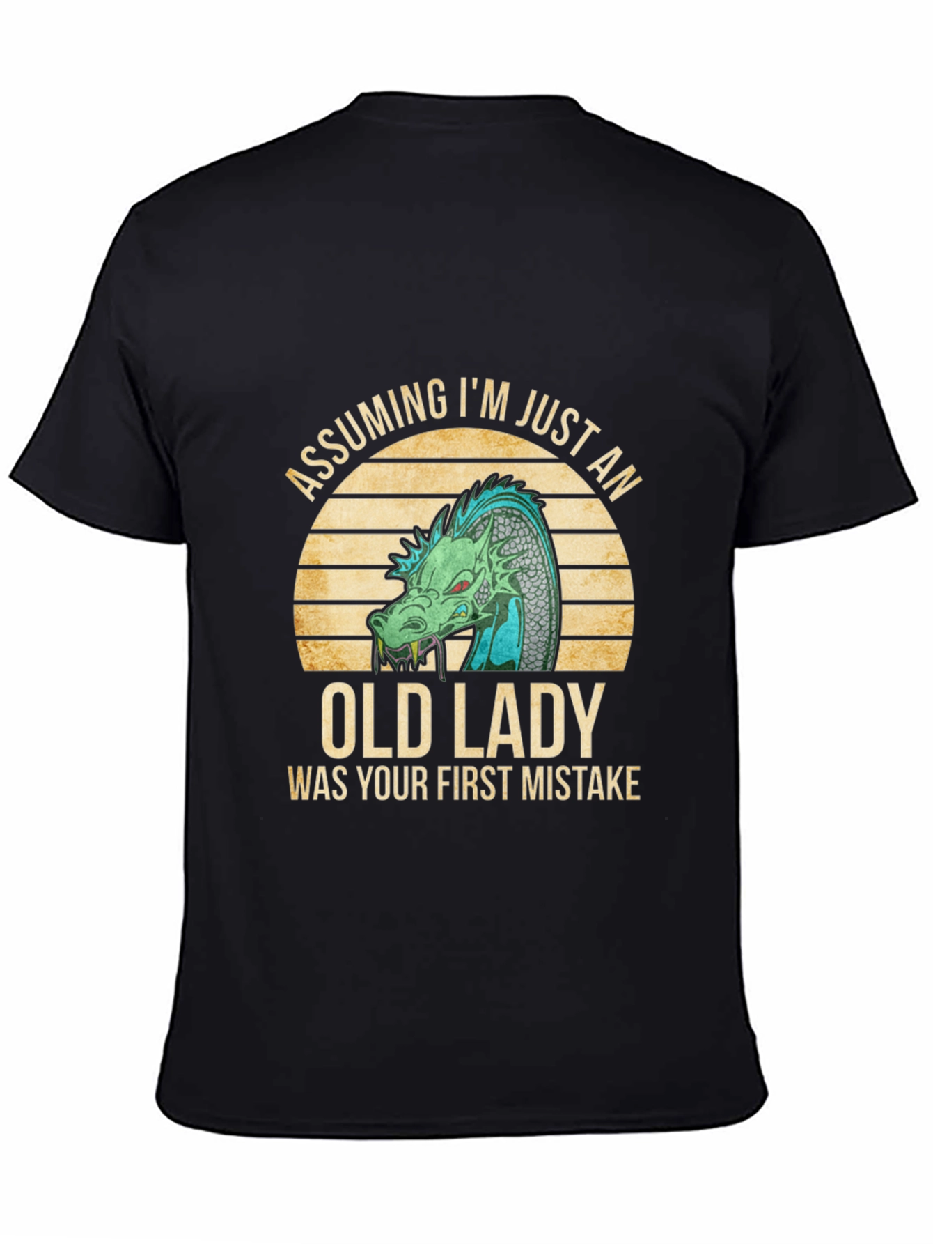 Black Assuming I'm Just an Old Lady Dragon T-Shirt view 4