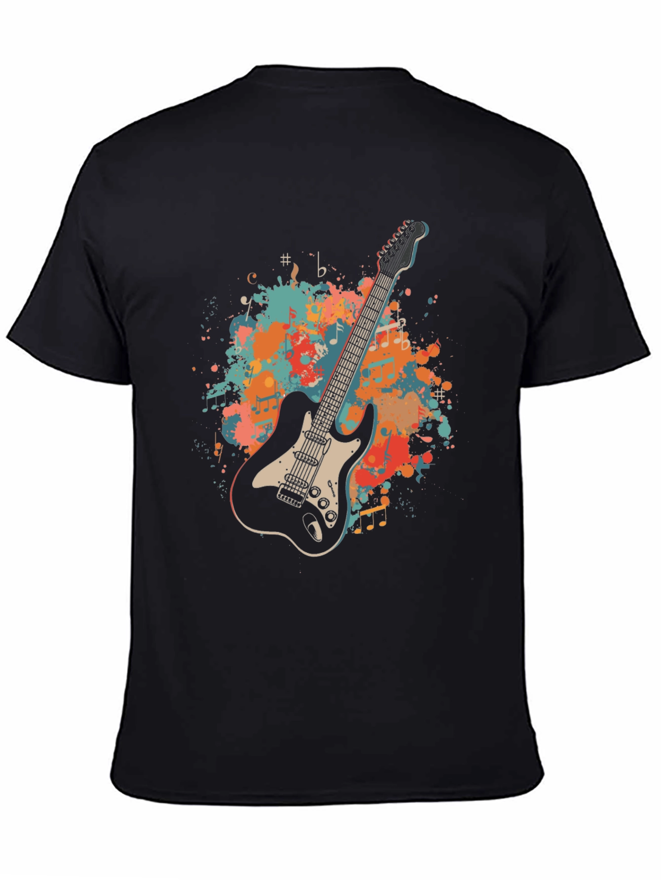 Black Guitar Graphic Tee - Music Lover's T-Shirt view 4