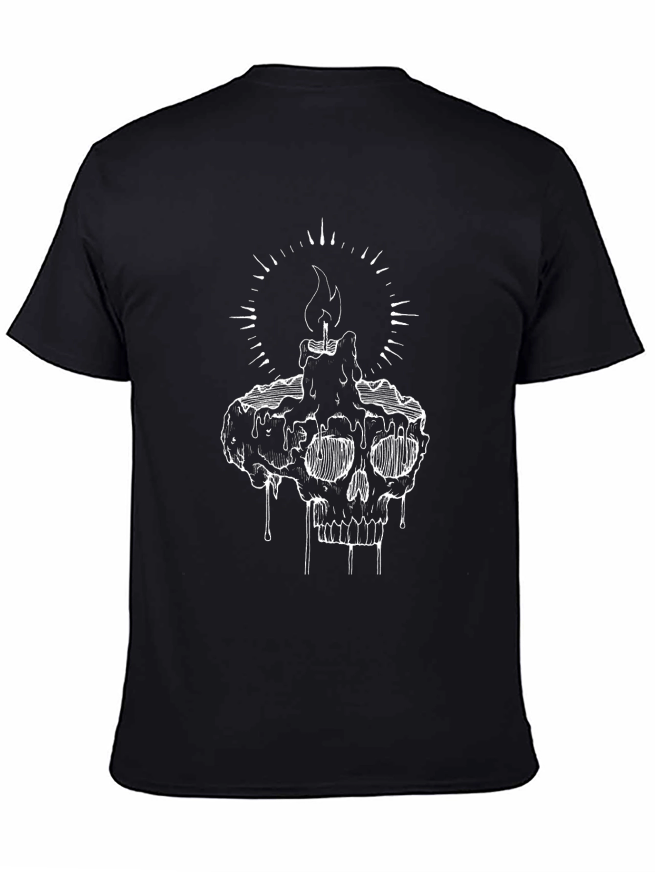 Black Skull Candle Graphic Tee - Black view 4