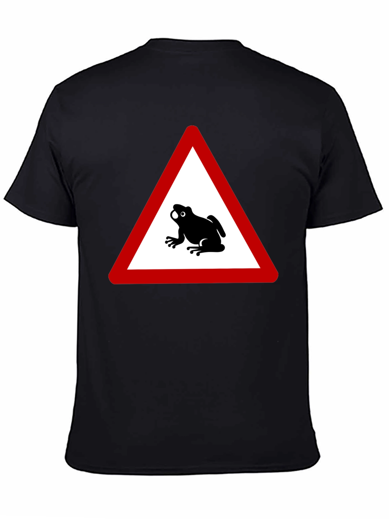 Black Frog Warning Sign Black T-Shirt view 4