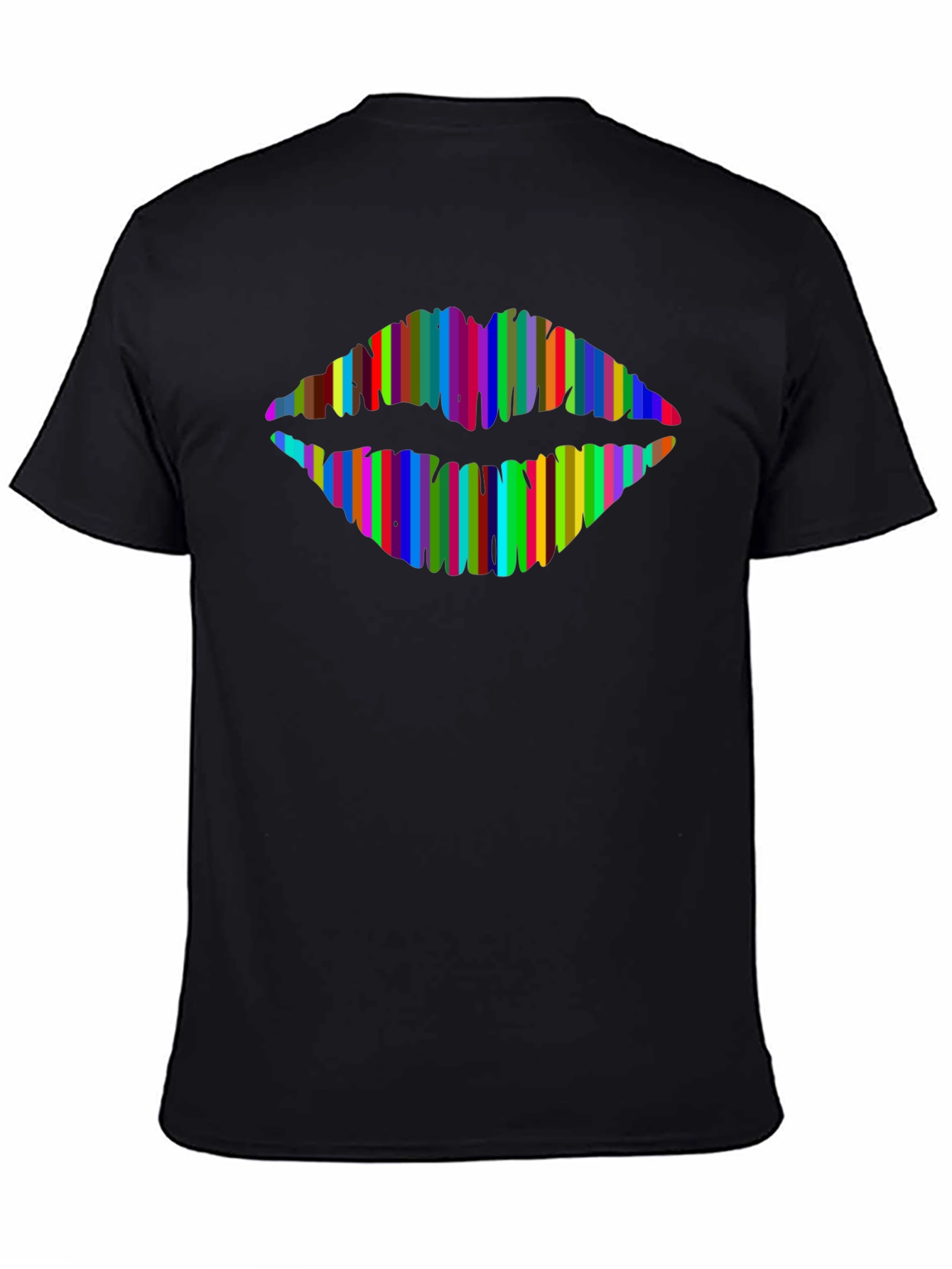 Black Rainbow Lips Graphic T-Shirt - Modern Style view 4