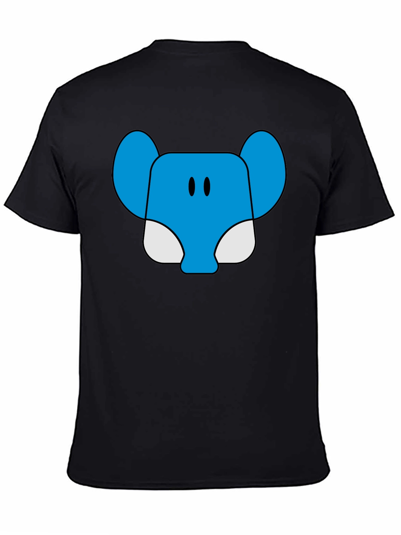 Black Blue Elephant Cartoon Graphic T-Shirt view 4