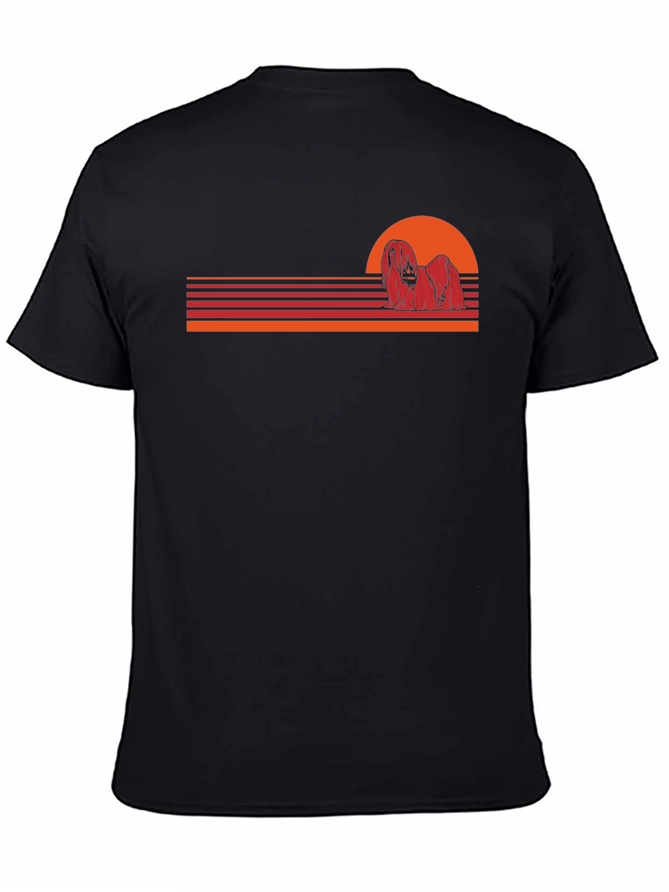 Black Retro Dog Sunset T-Shirt view 4