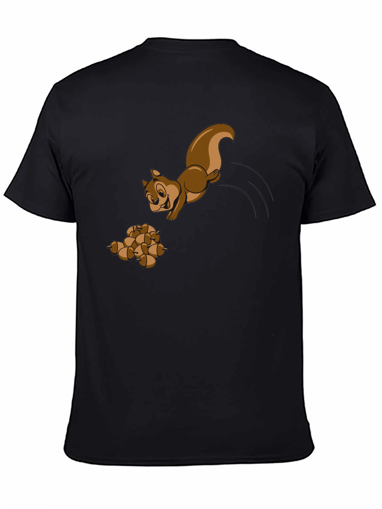 Black Squirrel and Acorns Graphic Tee - Black view 4