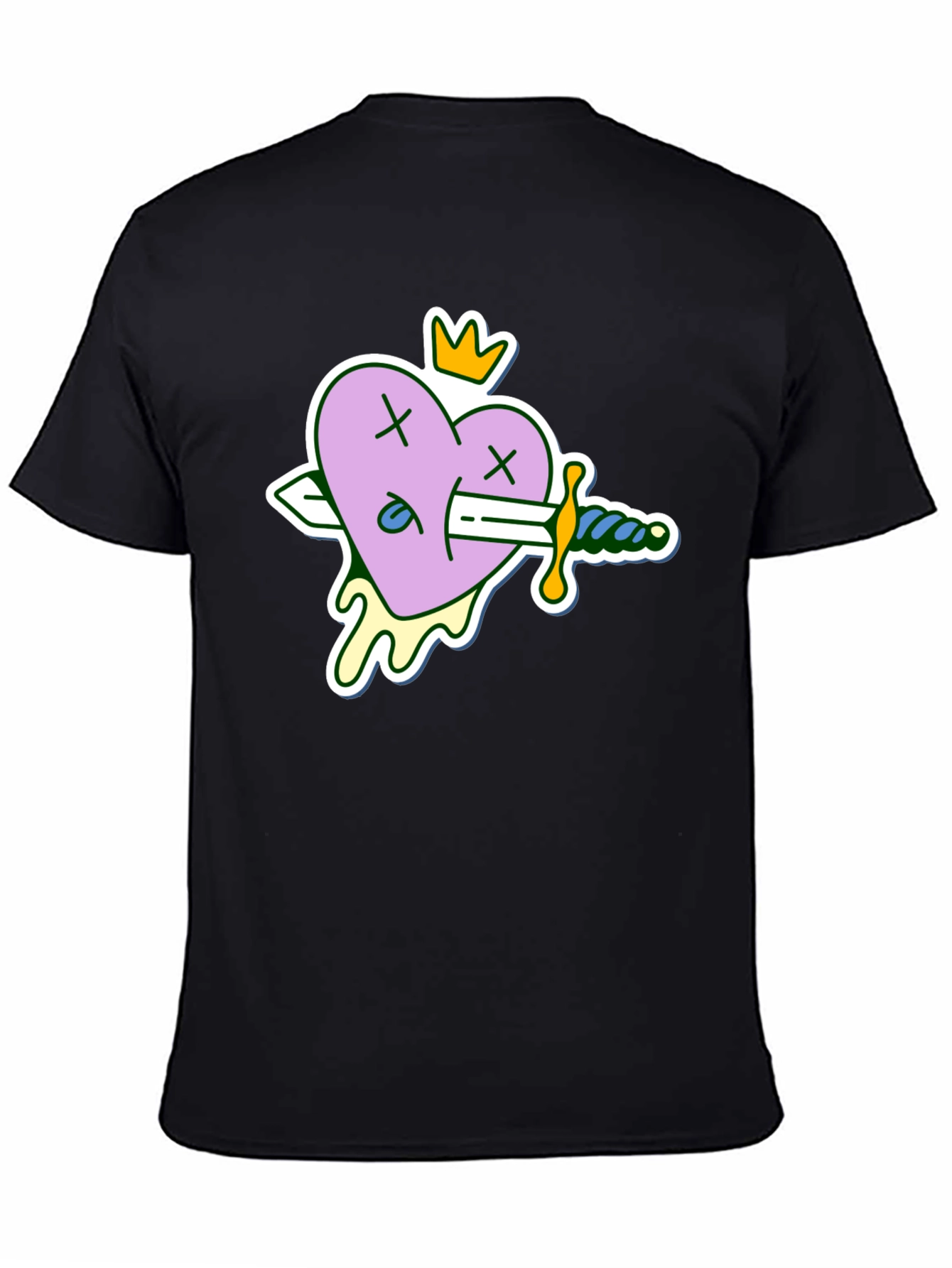 Black Heart with Sword Black T-Shirt view 4